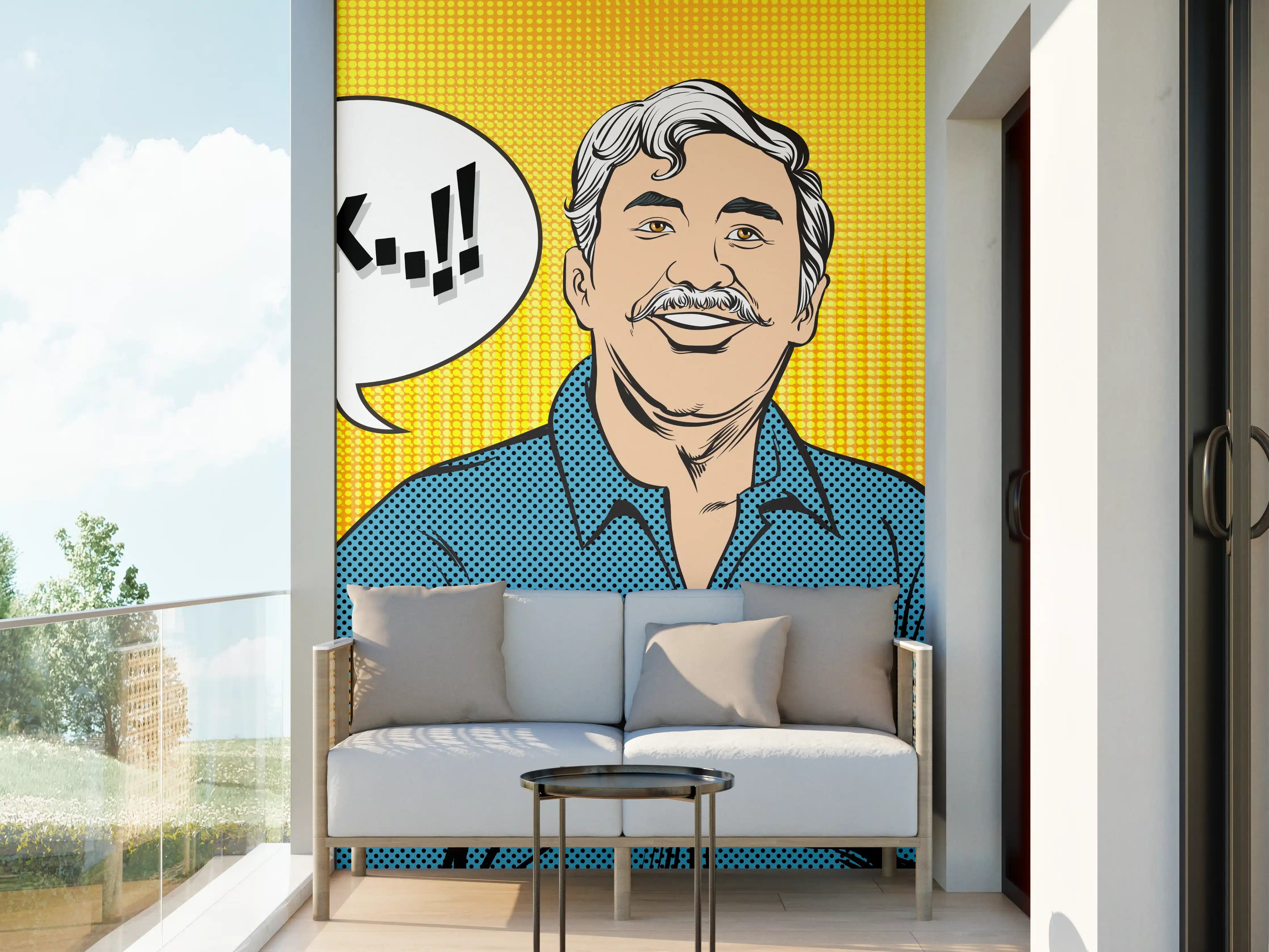 Wandverkleidung außen - Positiver Comic-Mann Daumen hoch