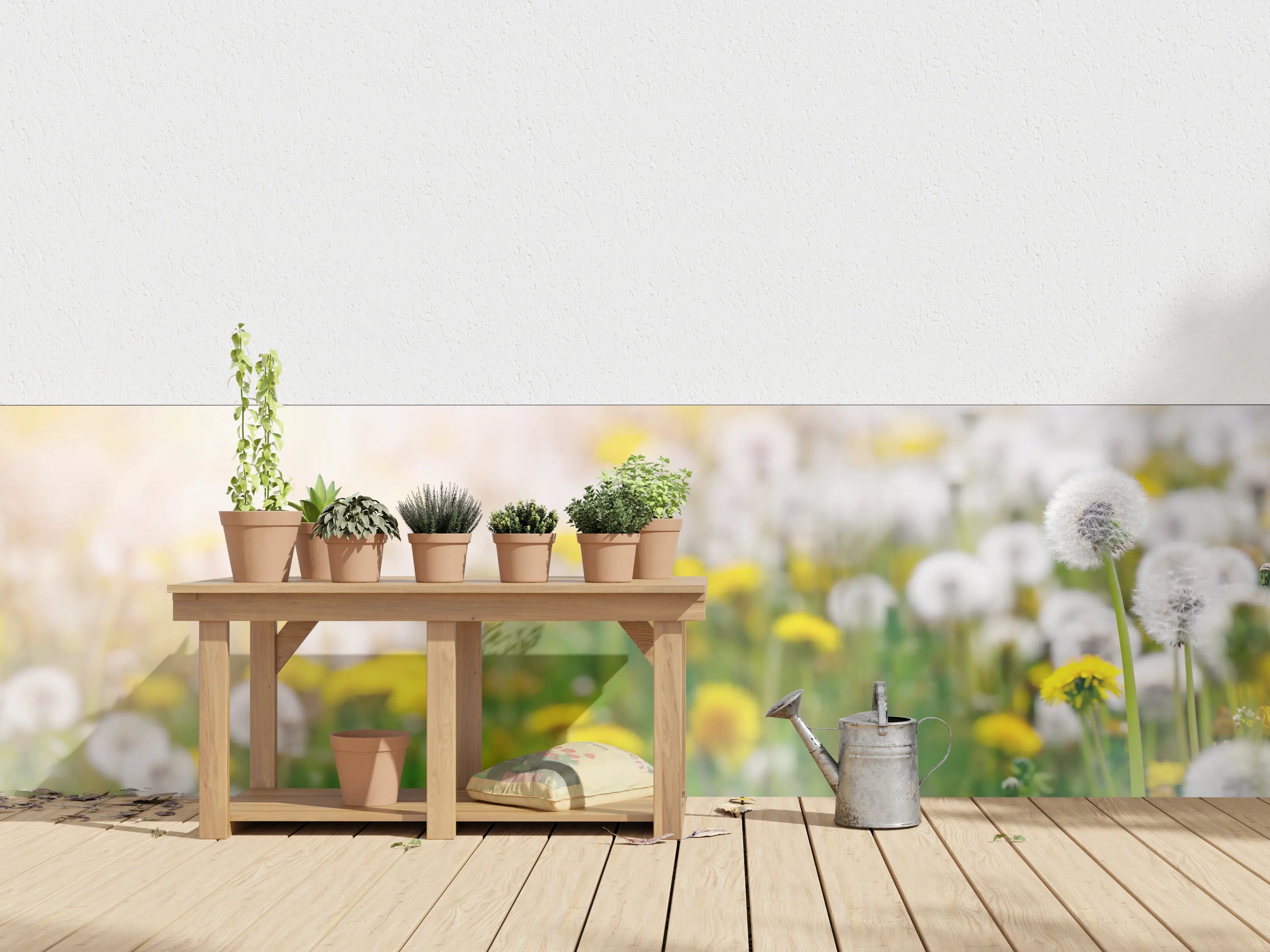 Wandverkleidung außen - Pusteblumen-Wiese Gelb Weiß