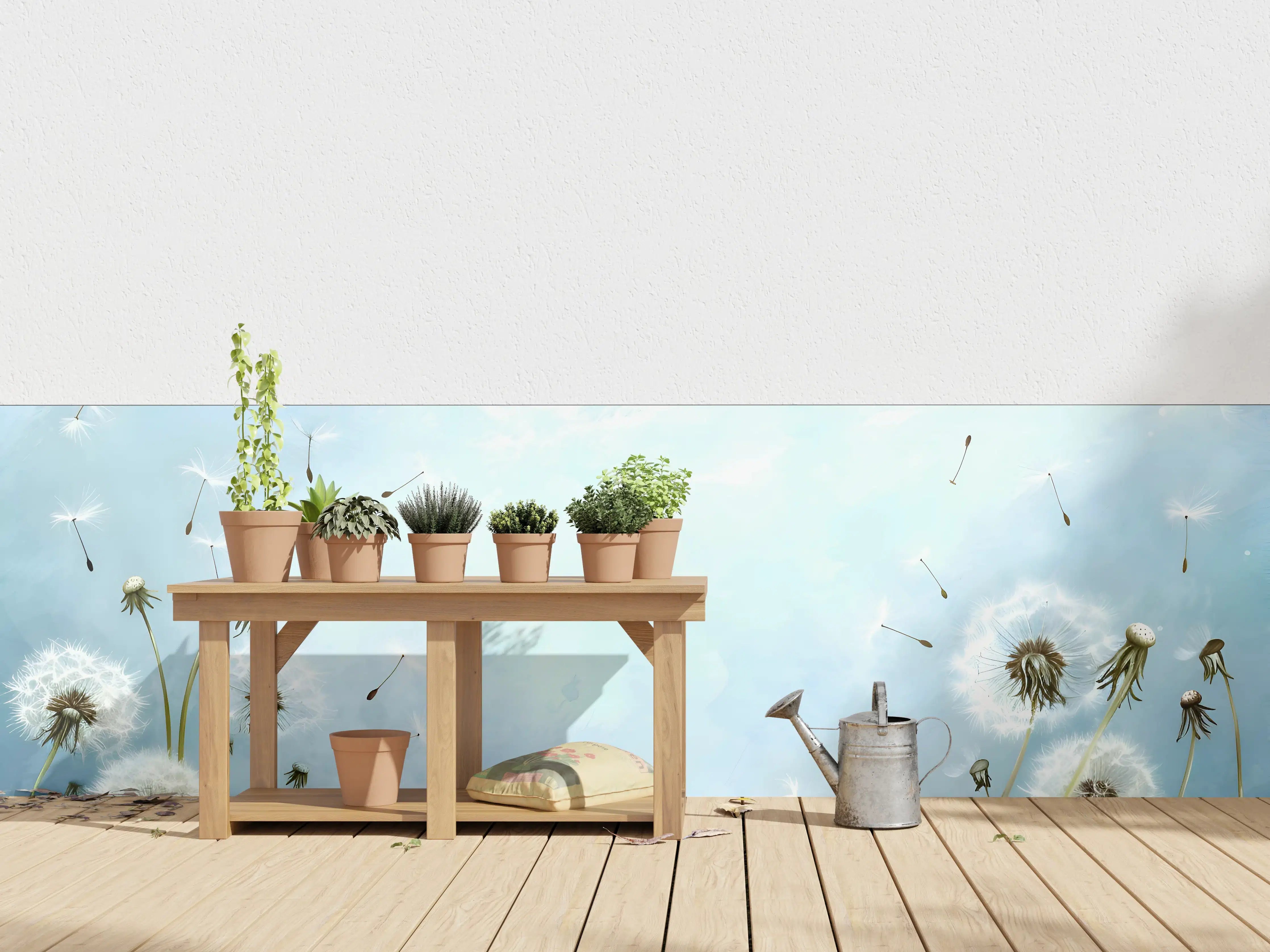 Wandverkleidung außen - Pusteblumen im blauen Himmel