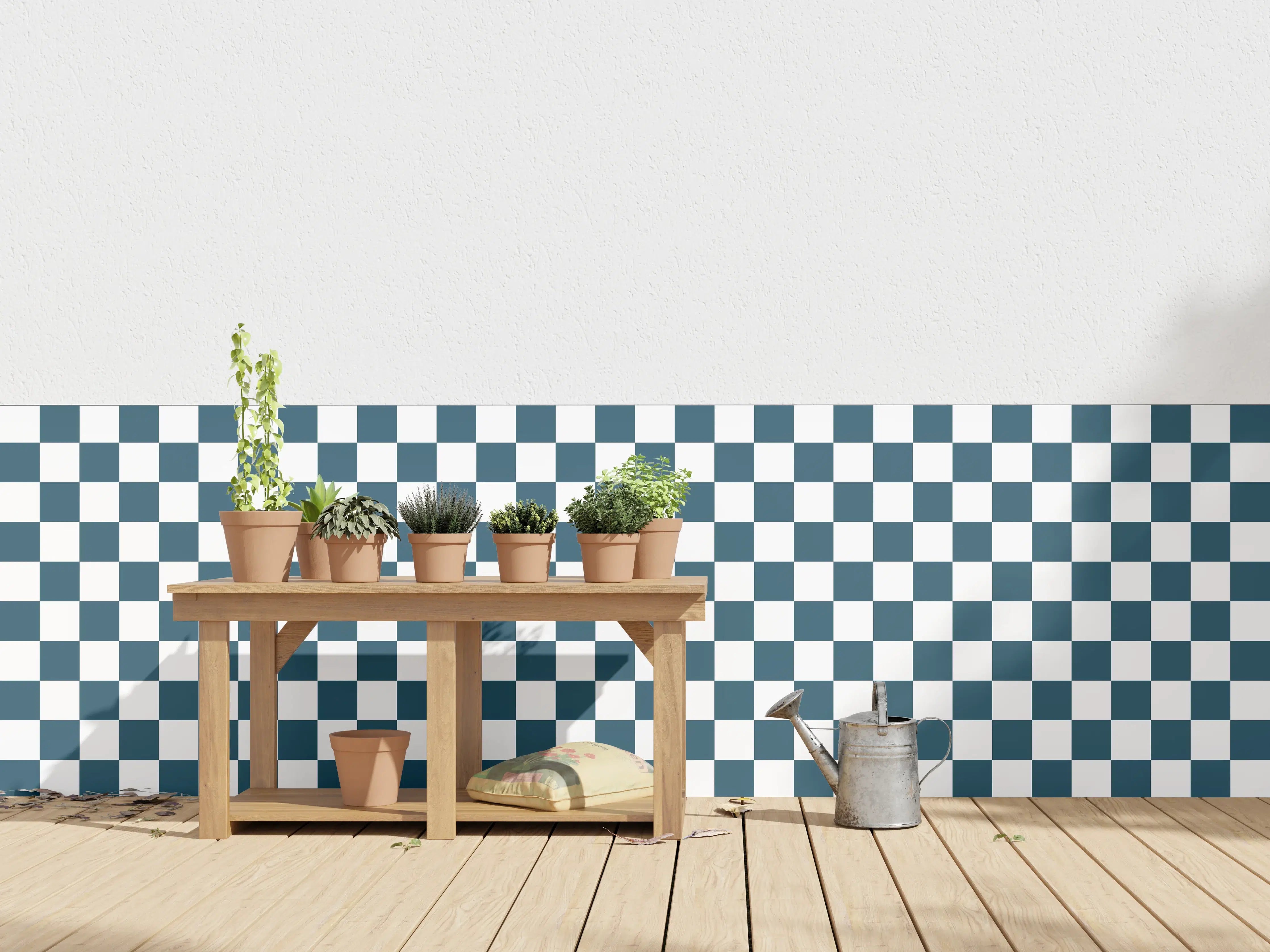 Wandverkleidung außen - Retro Blaue Fliesen im Badezimmer