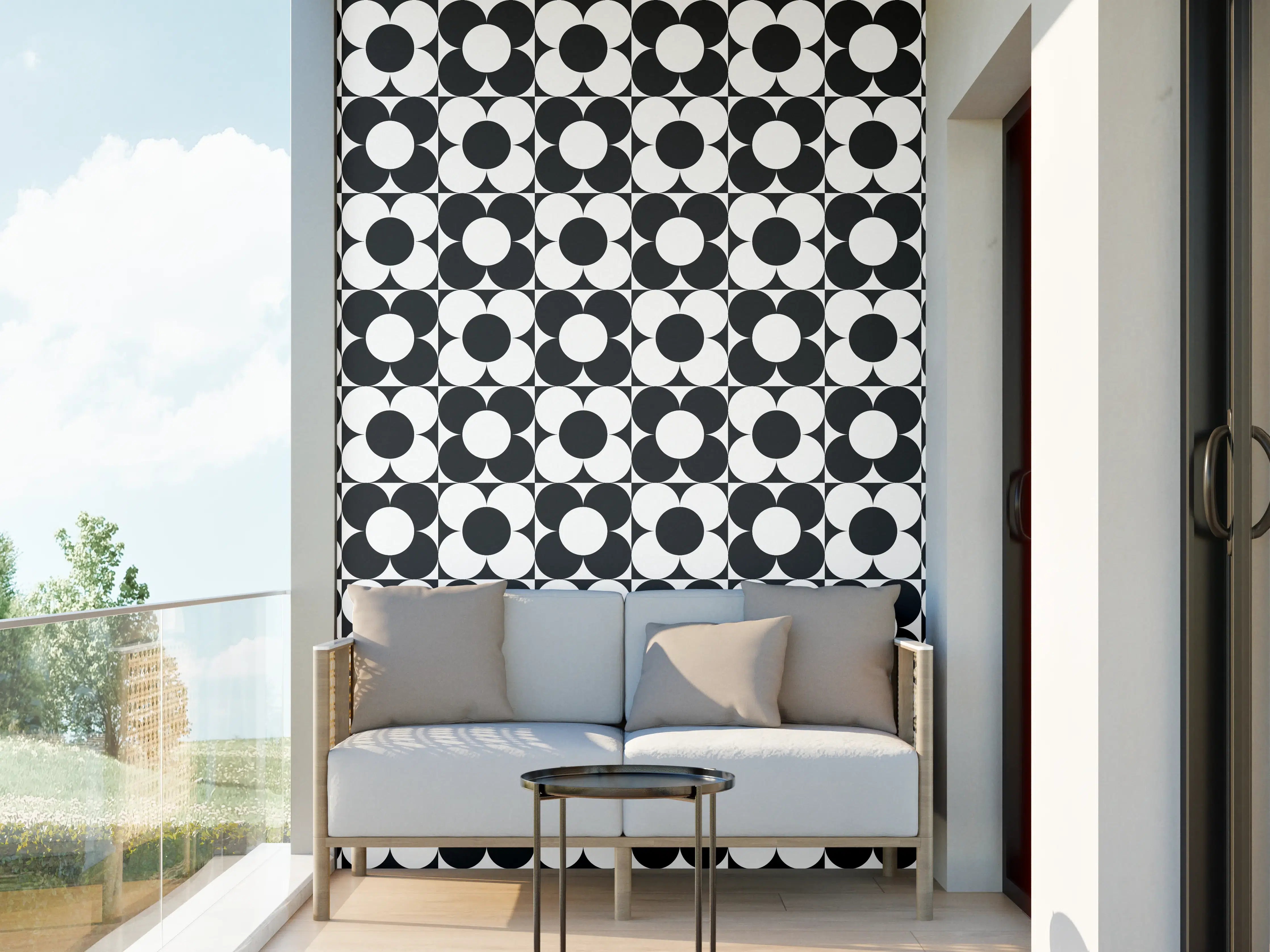 Wandverkleidung außen - Retro Primavera Carbone mit weißen und grauen Nuancen
