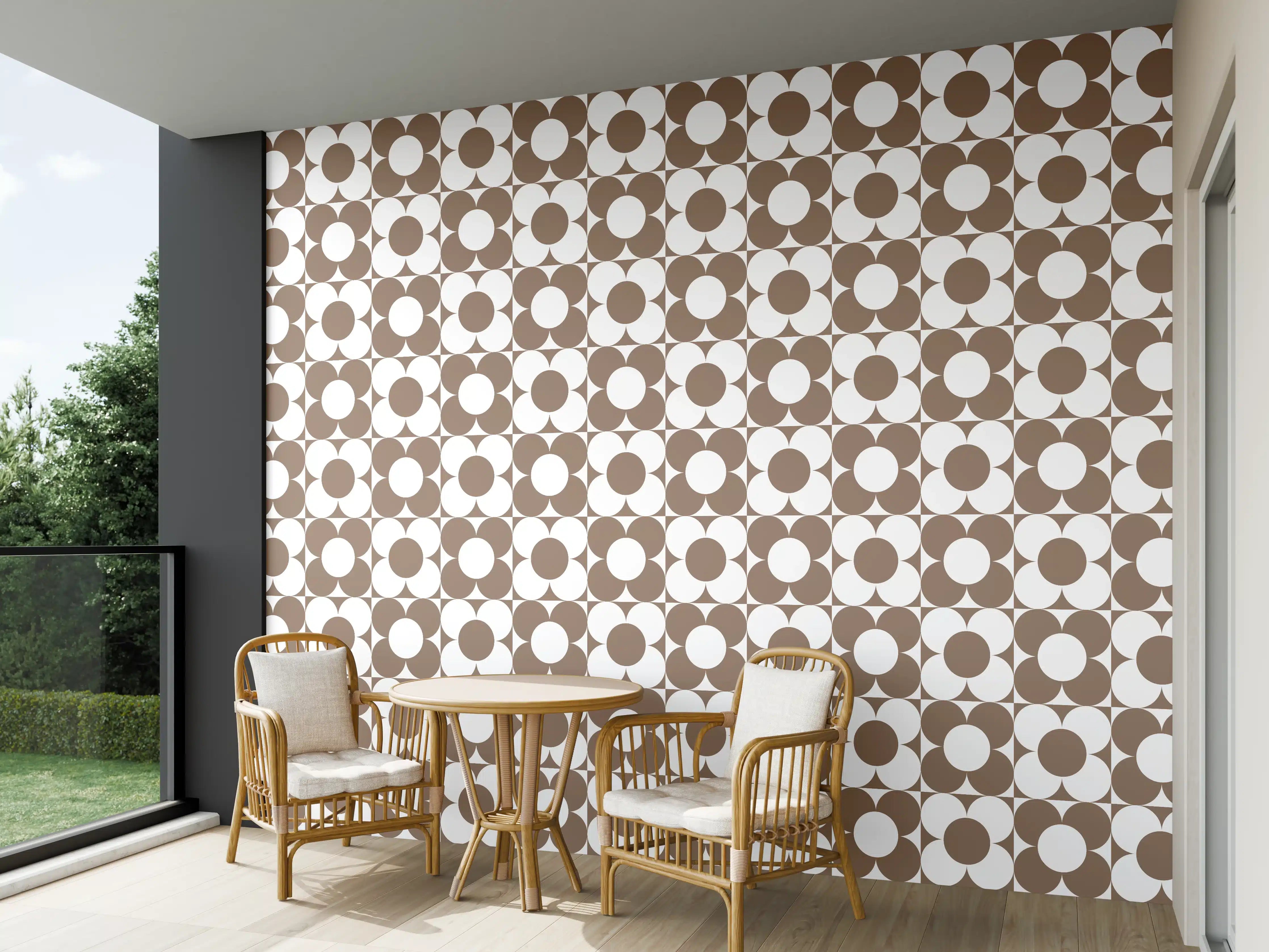 Wandverkleidung außen - Retro Primavera mit zarten Grautönen auf Weiß