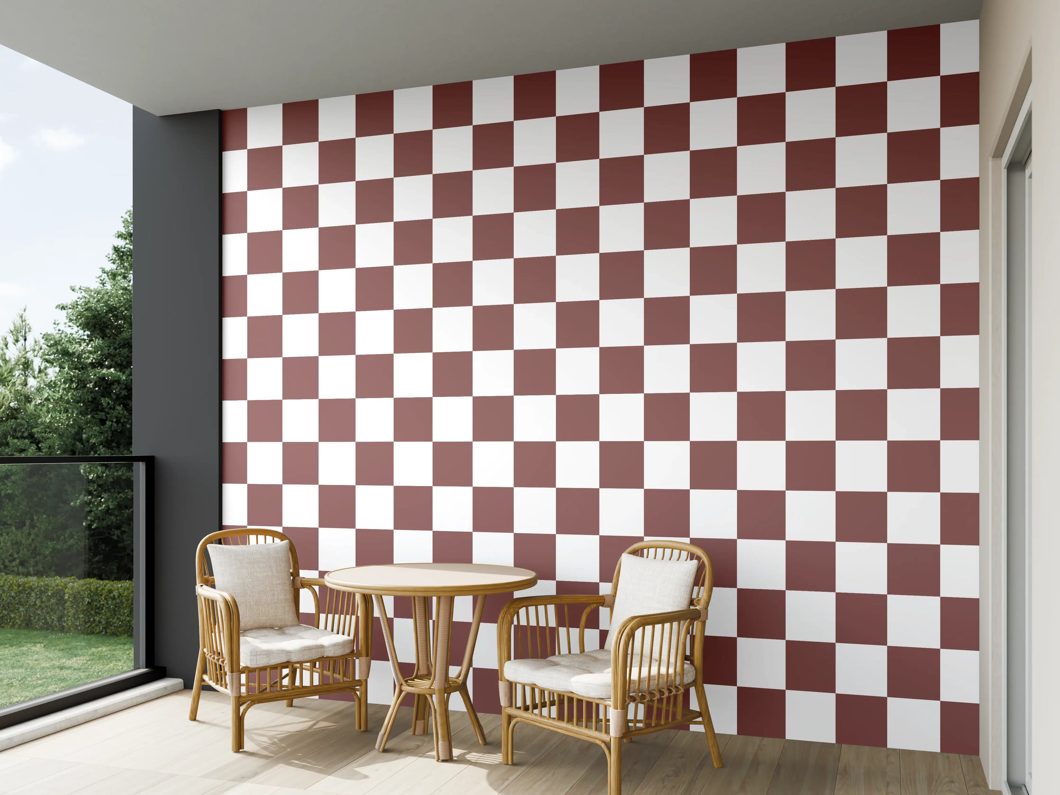 Wandverkleidung außen - Retro-Shachmatte im Badezimmer