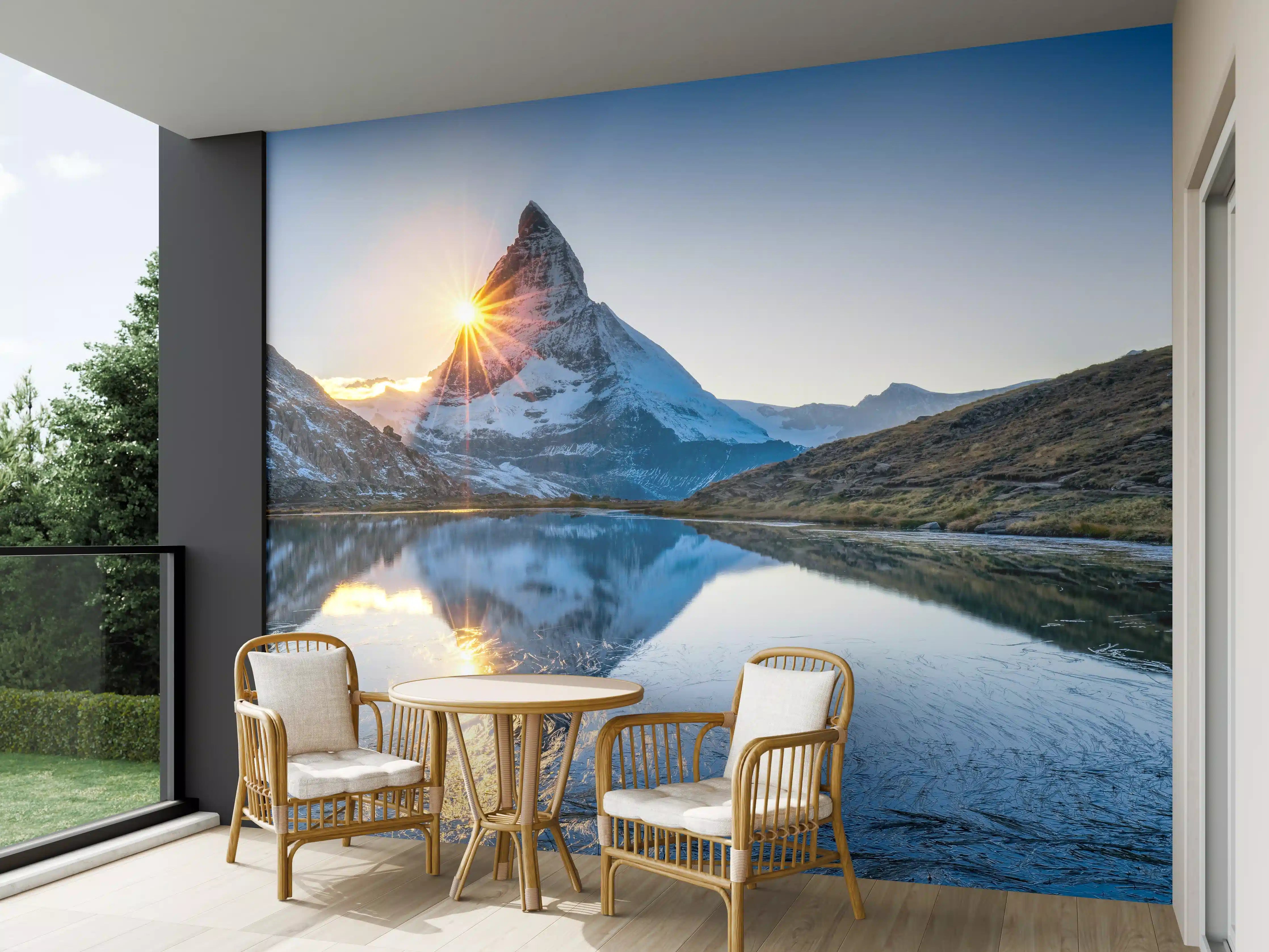 Wandverkleidung außen - Riffelsee und Matterhorn in den Alpen