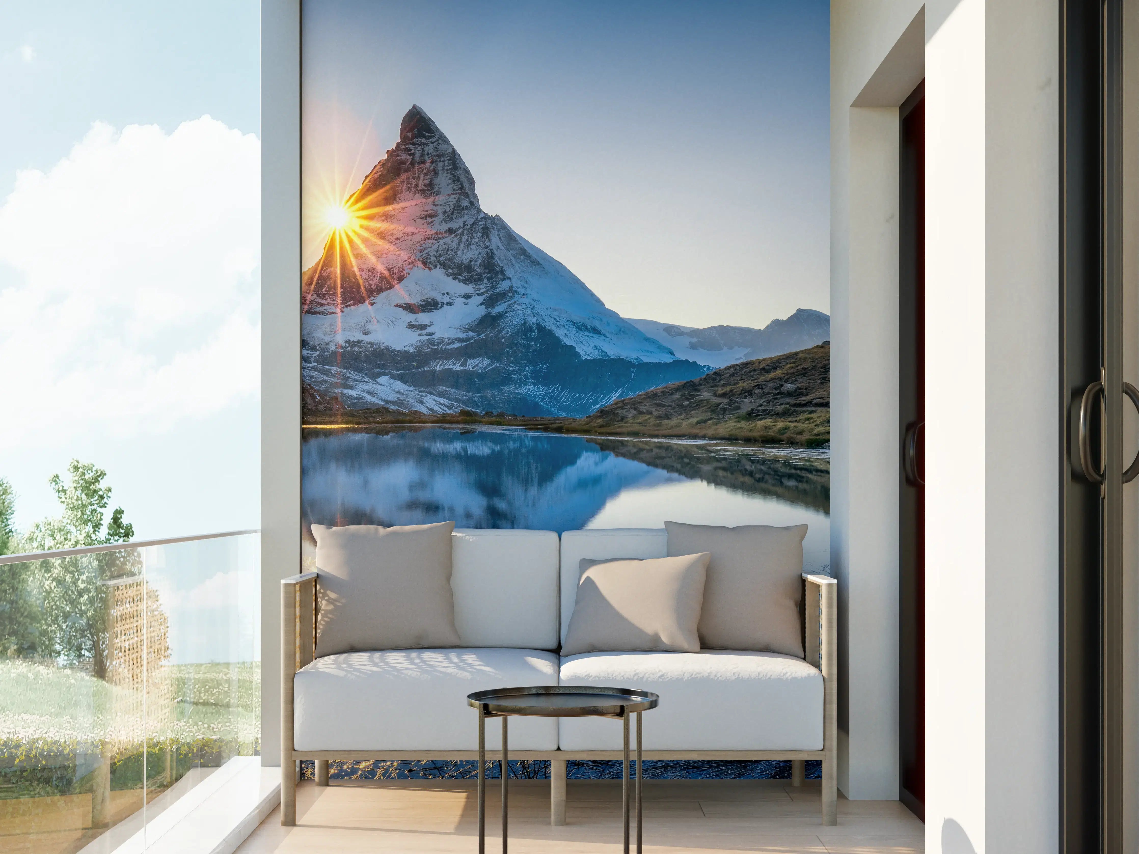 Wandverkleidung außen - Riffelsee und Matterhorn in den Alpen