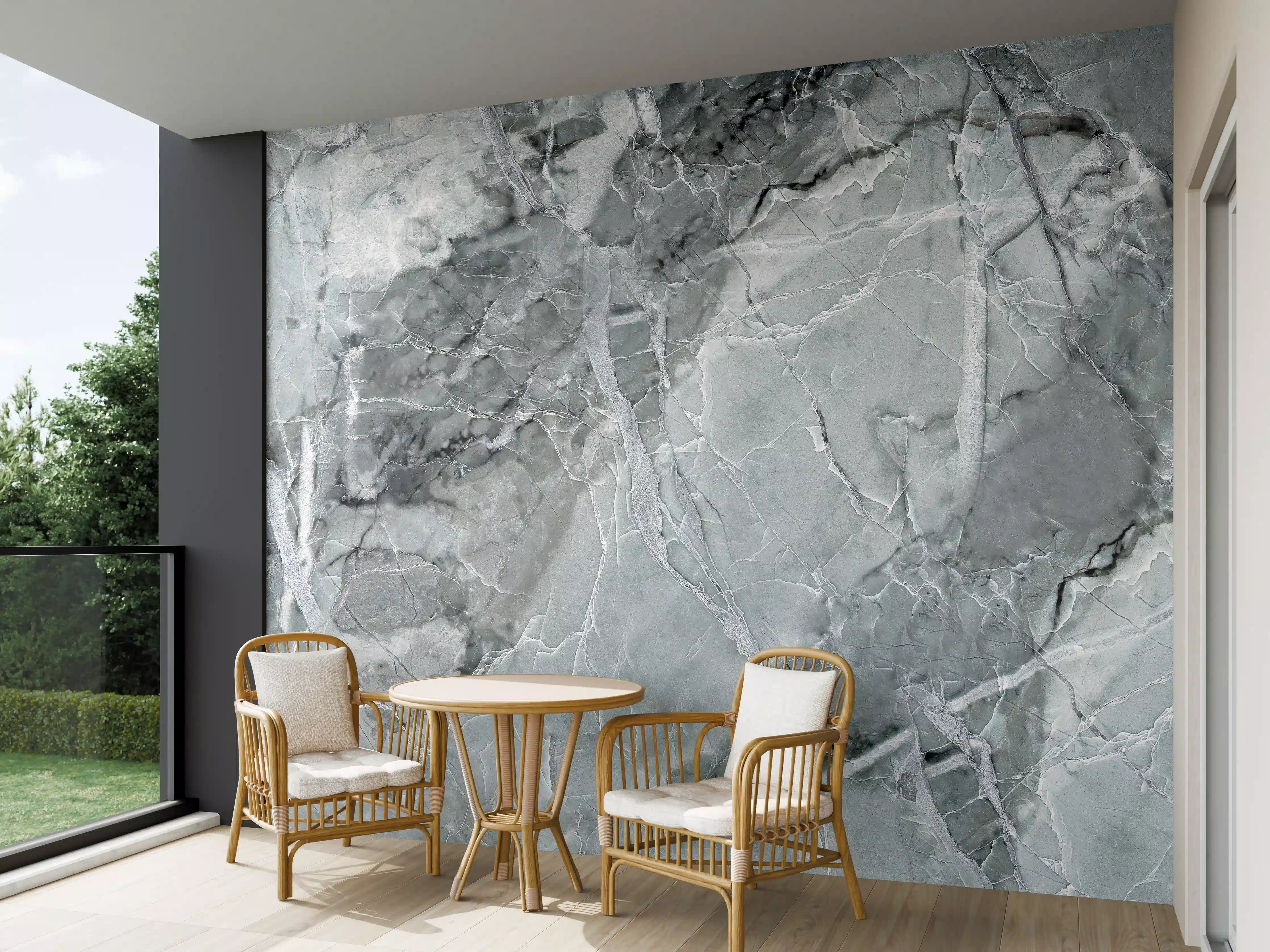 Wandverkleidung außen - Rissiger gräulicher Marmor