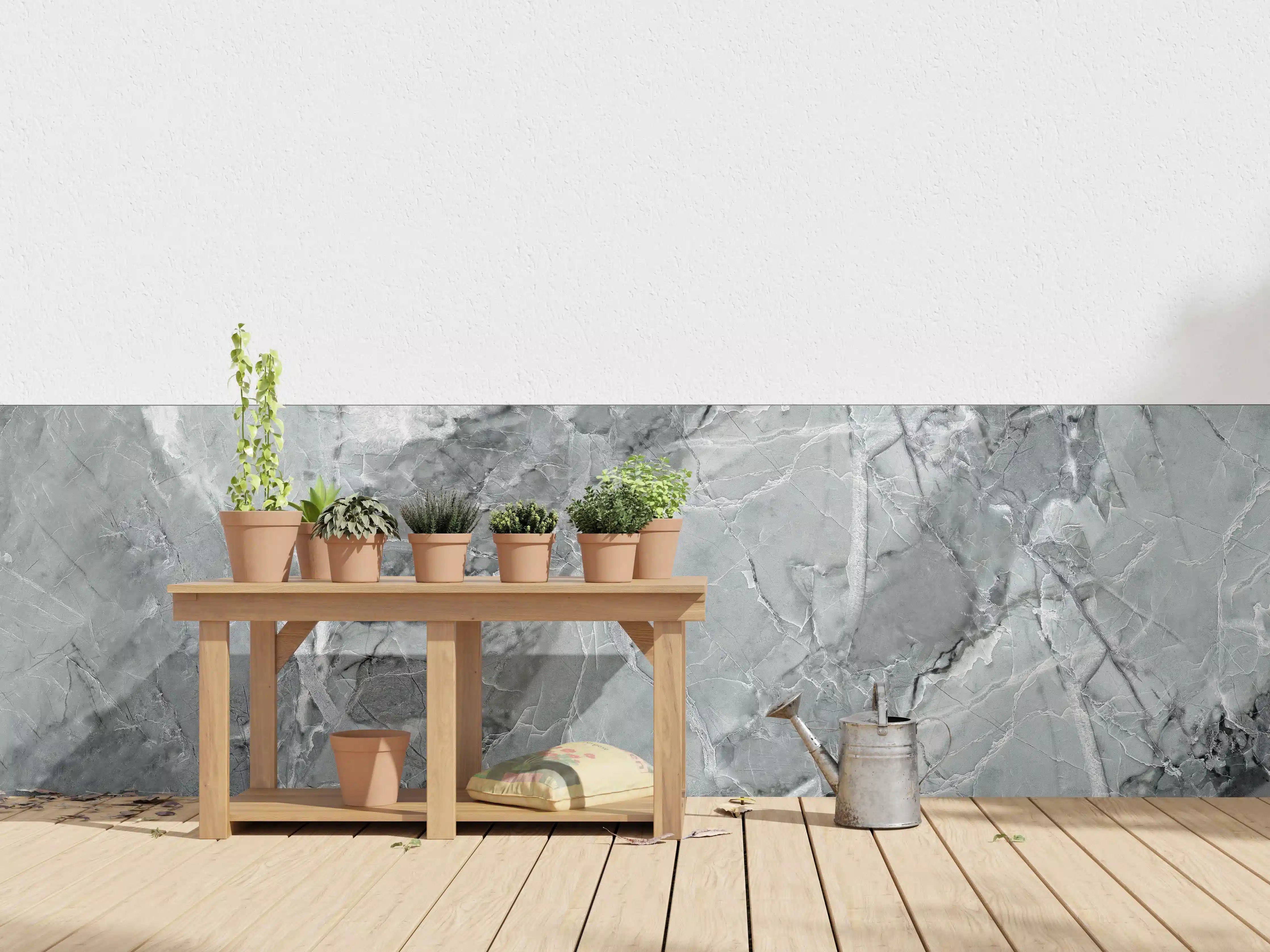 Wandverkleidung außen - Rissiger gräulicher Marmor