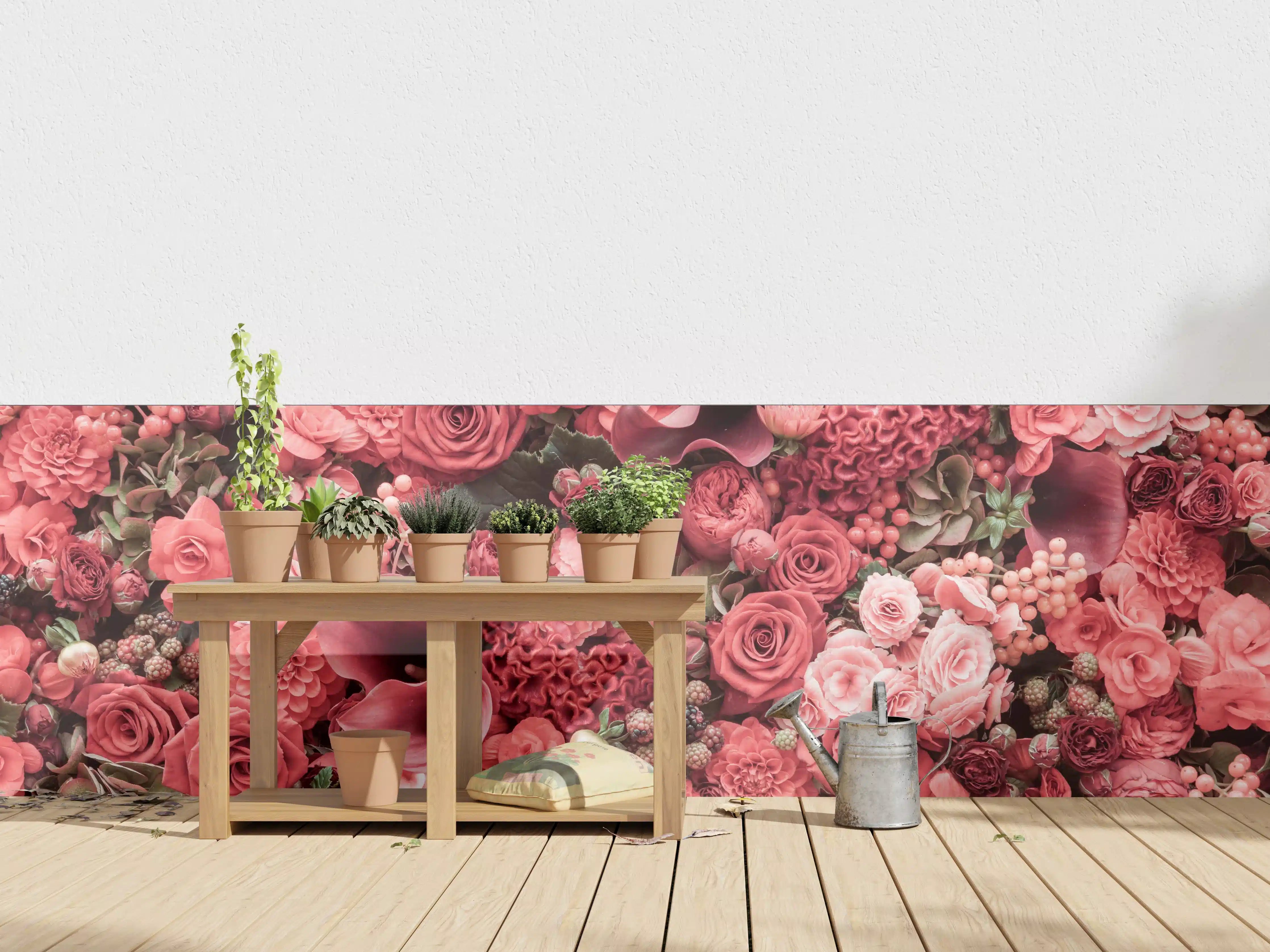 Wandverkleidung außen - Romantische Blumenpracht in Pink Tönen