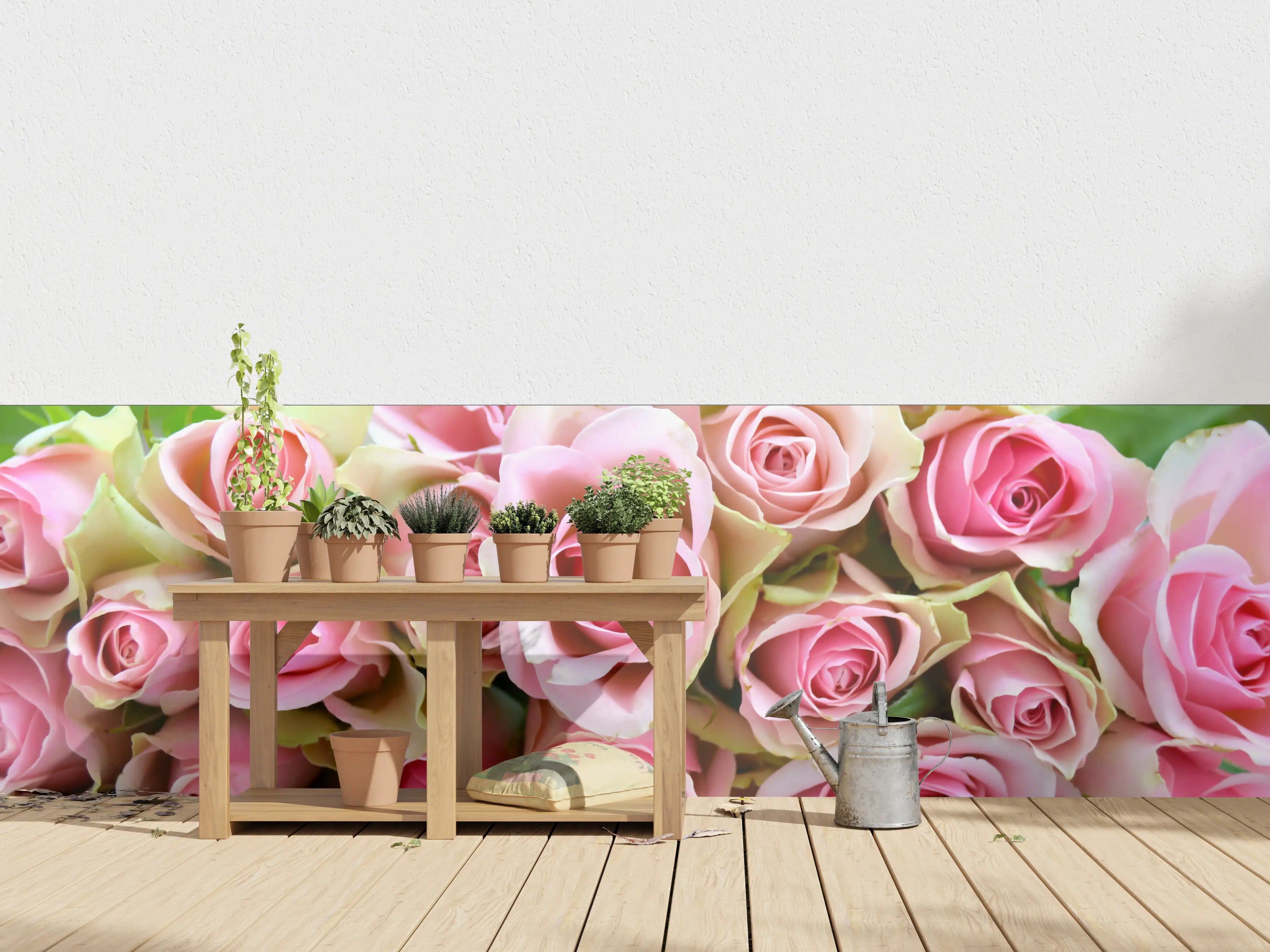 Wandverkleidung außen - Romantische rosa Blumen in zarten Pastelltönen