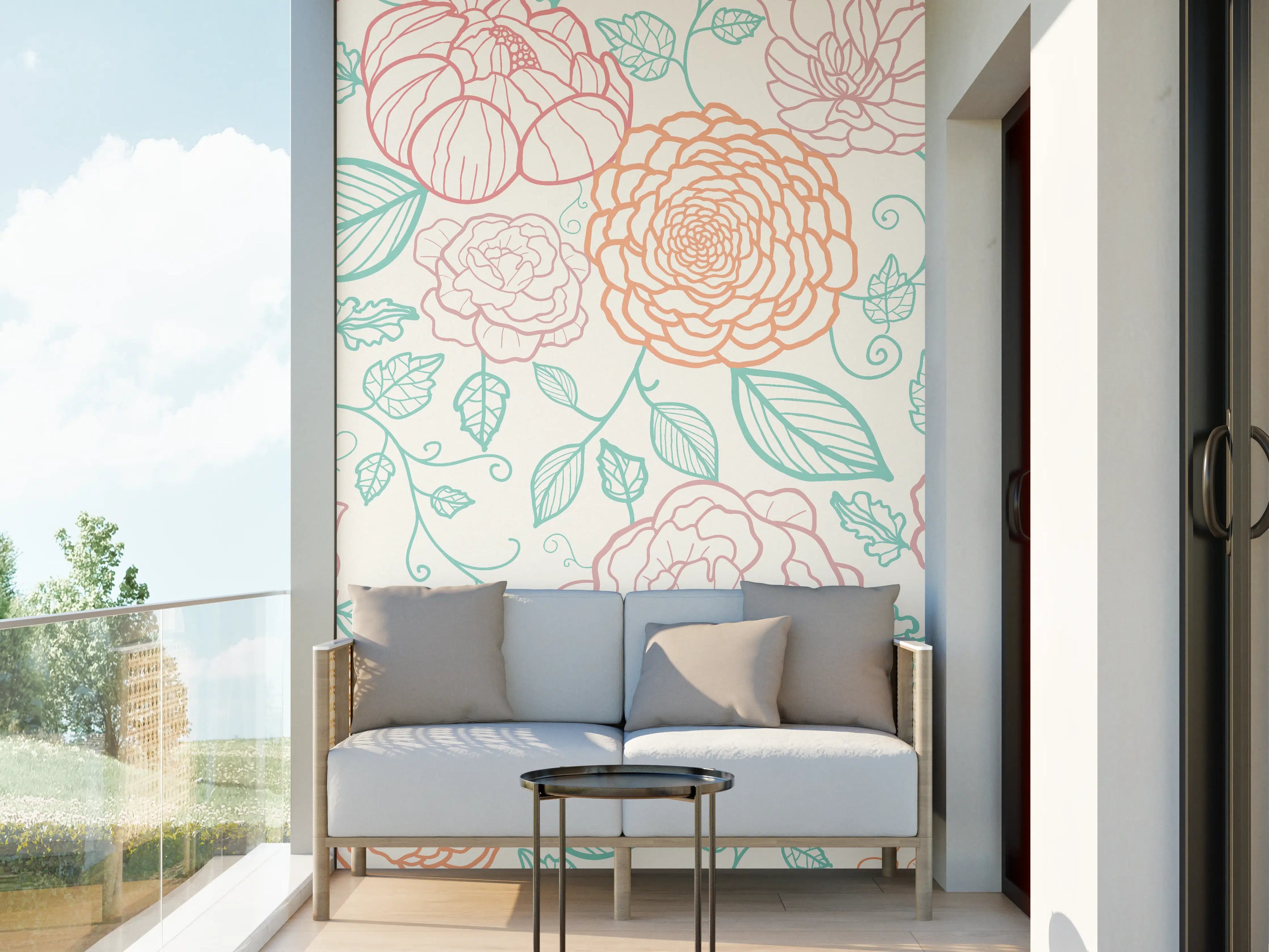 Wandverkleidung außen - Rosa Blumenmuster Illustration