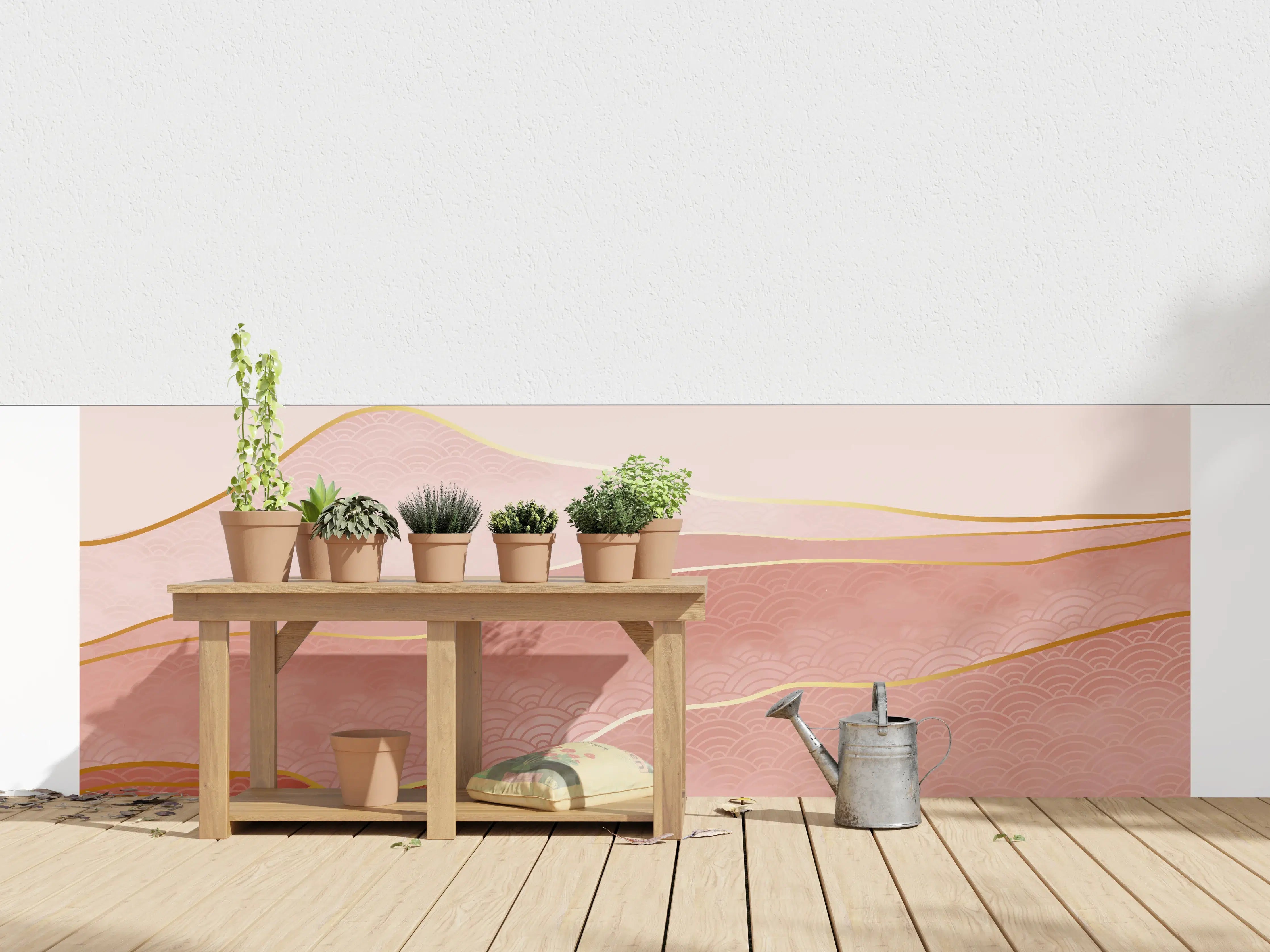 Wandverkleidung außen - Rosa-Hügellandschaft bei Sonnenuntergang