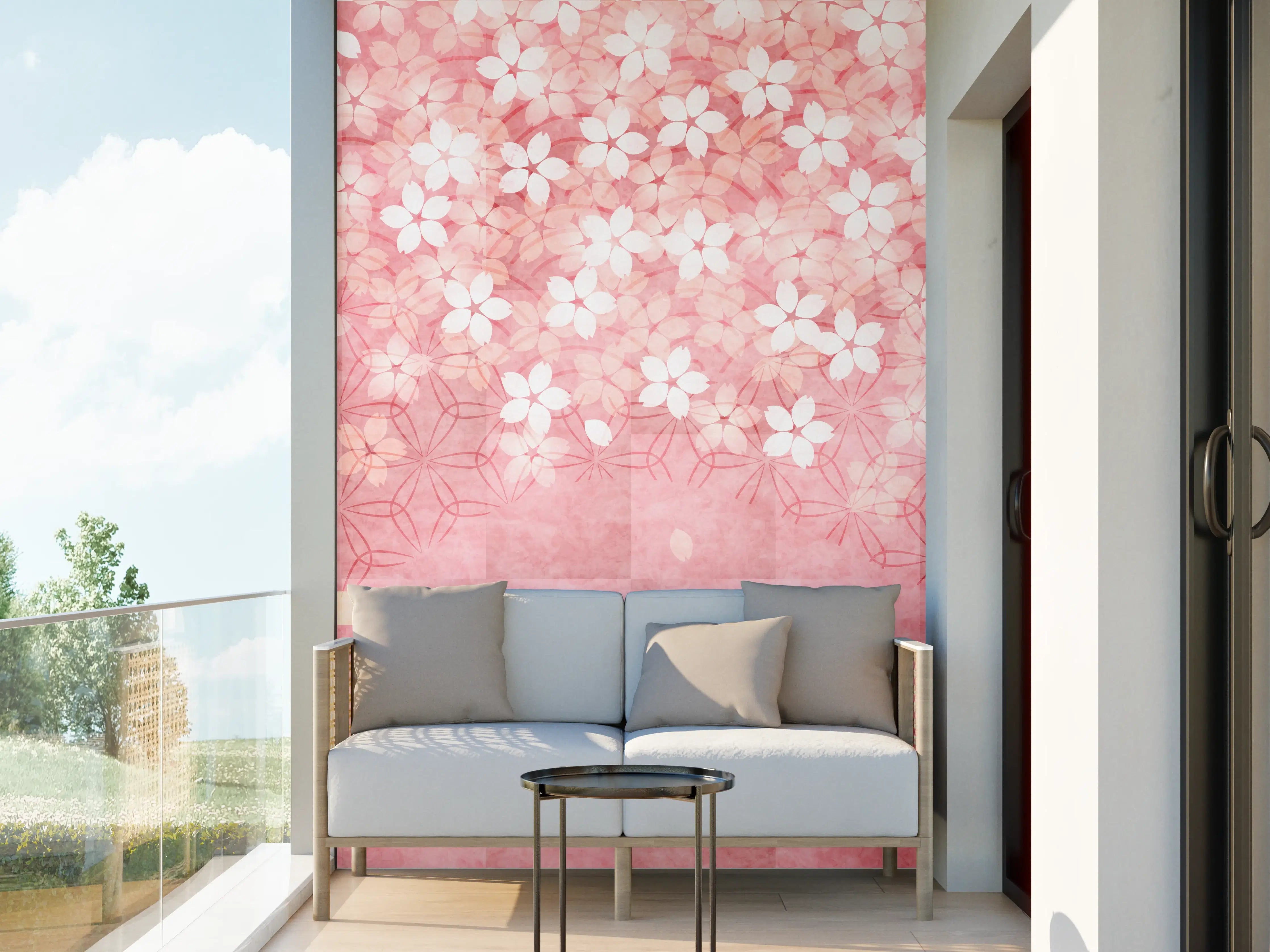 Wandverkleidung außen - Rosa Kirschblüten Muster