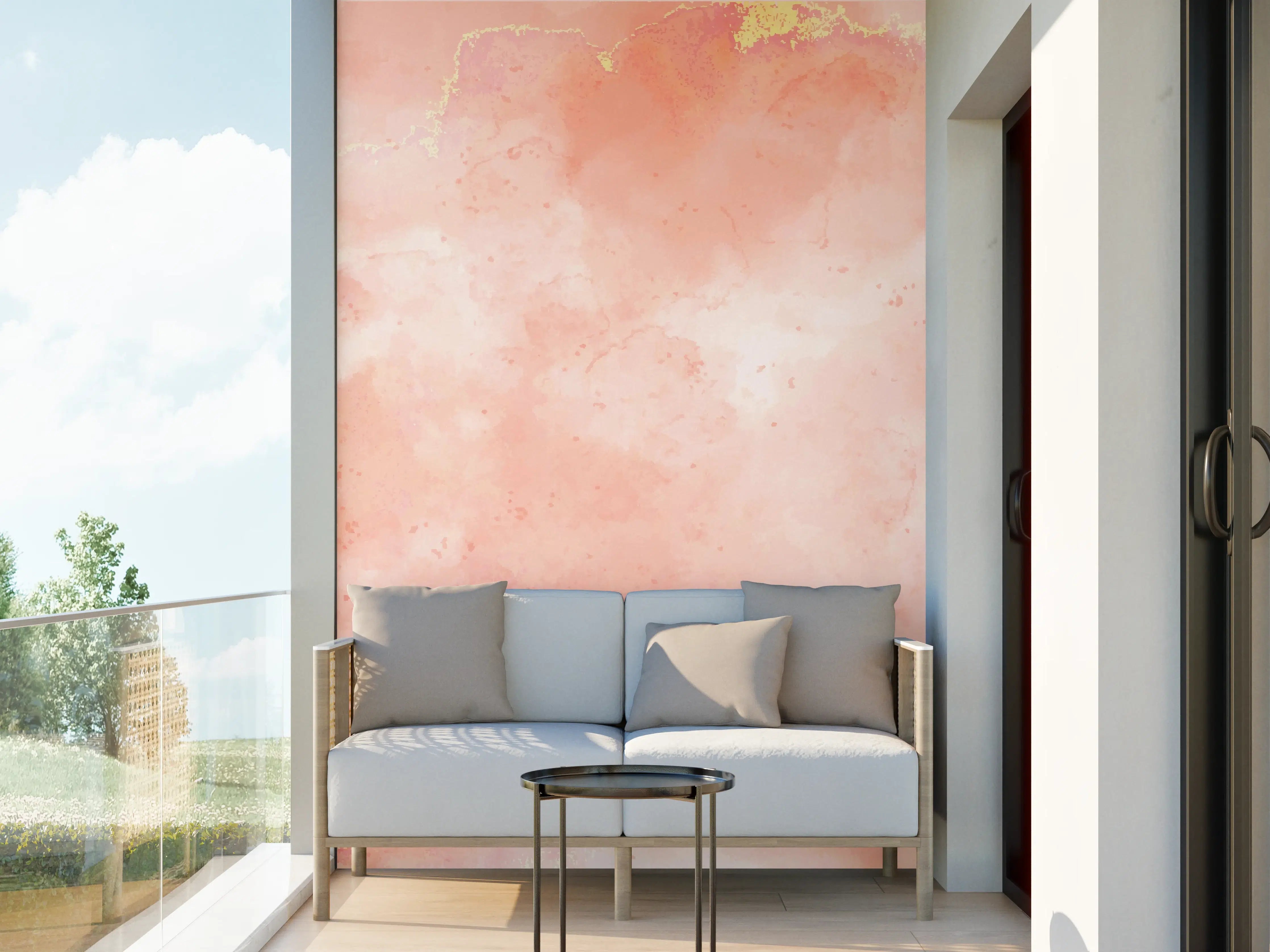 Wandverkleidung außen - Rosa Marmor Textur mit Goldakzenten