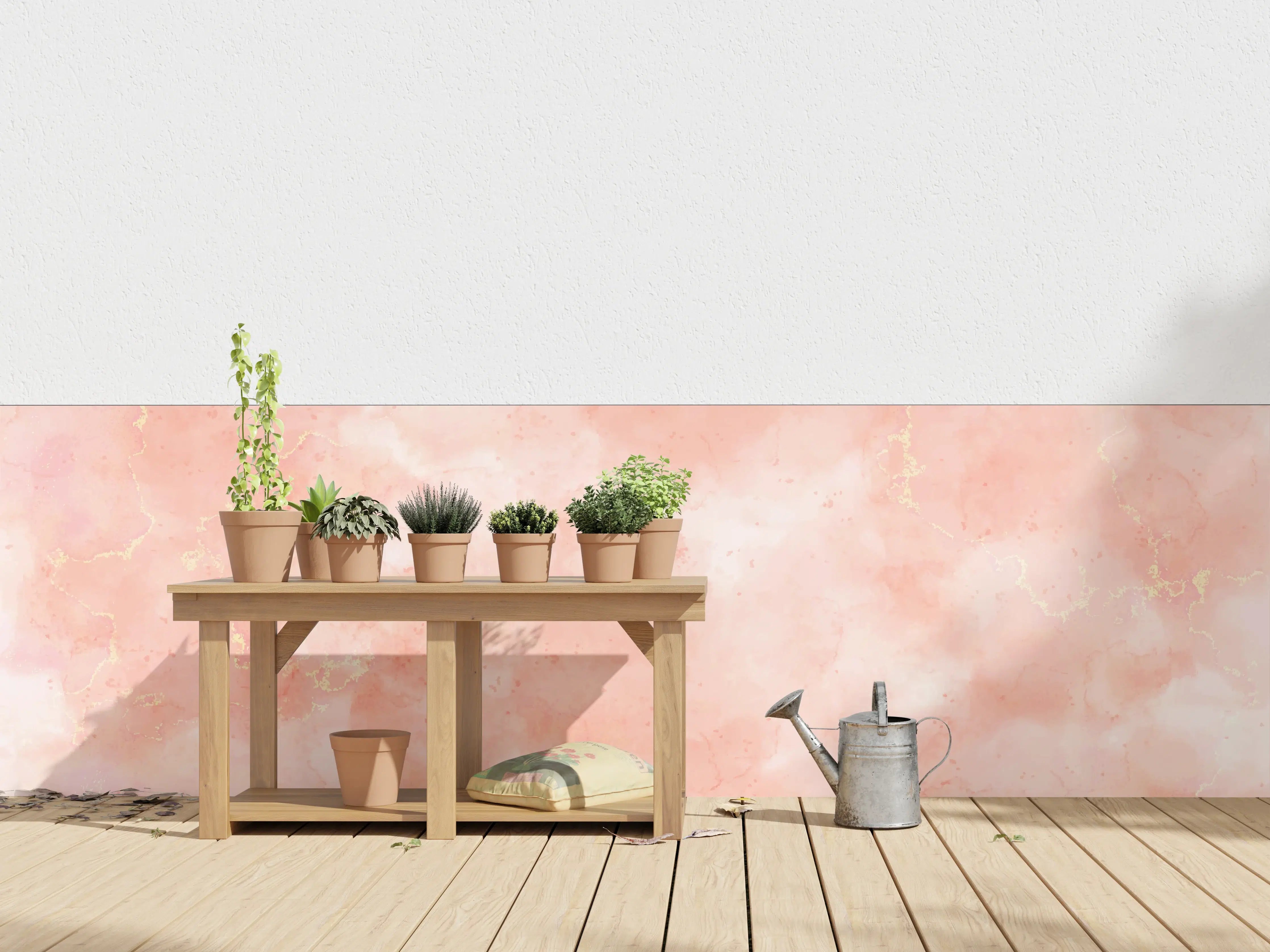 Wandverkleidung außen - Rosa Marmor Textur mit Goldakzenten