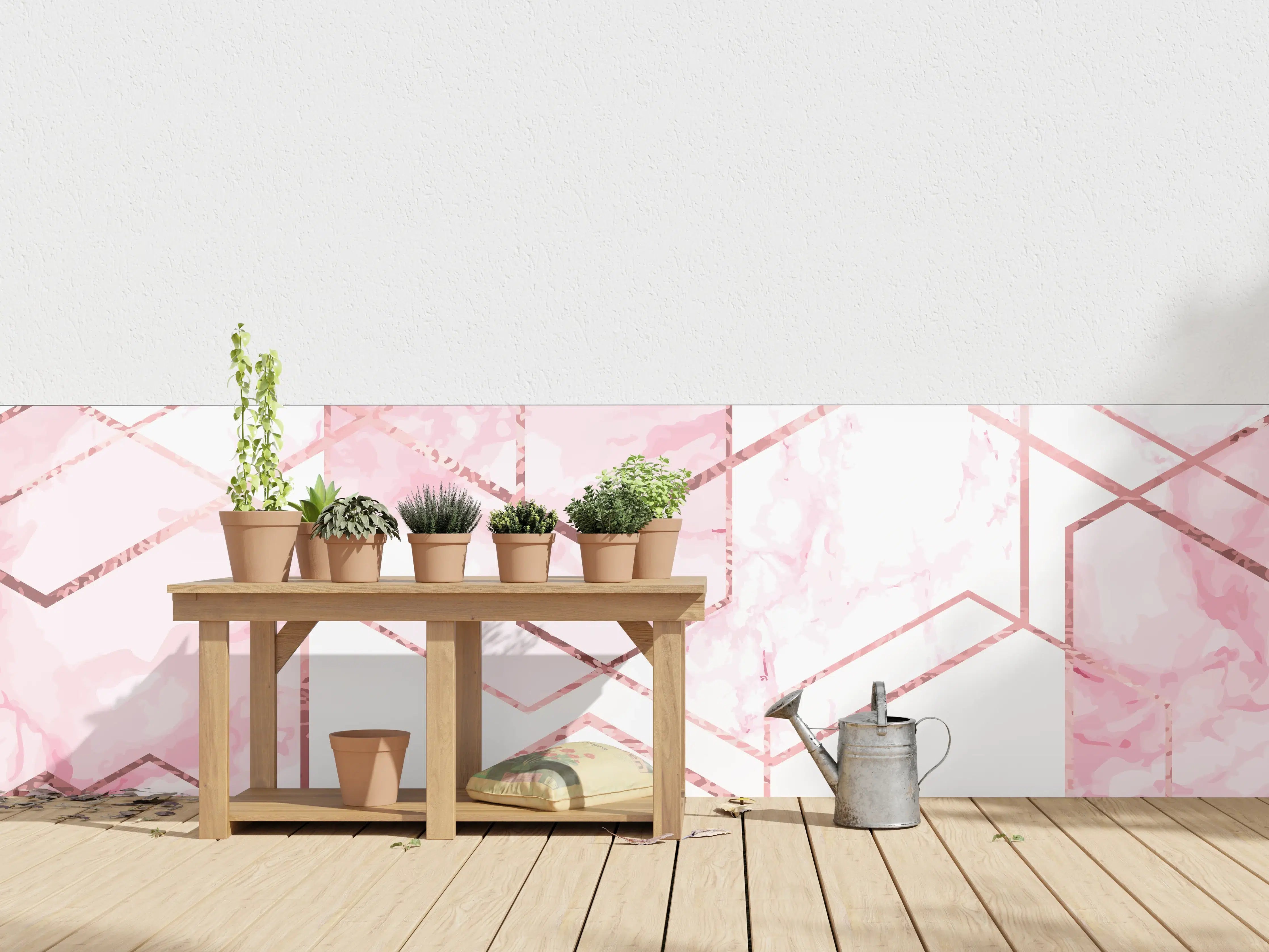 Wandverkleidung außen - Rosa Marmor mit Goldakzenten