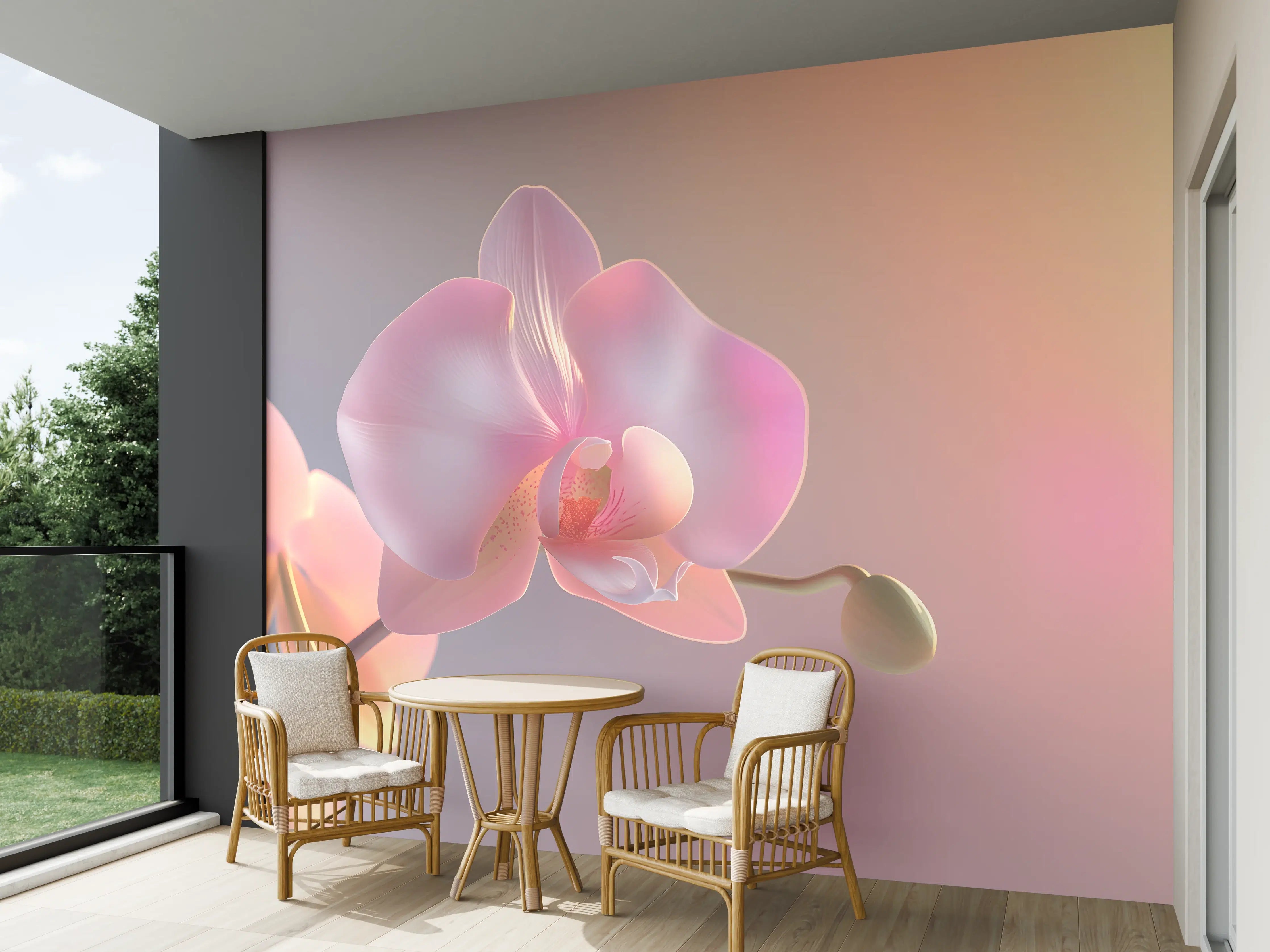 Wandverkleidung außen - Rosa Orchidee Pastellhintergrund