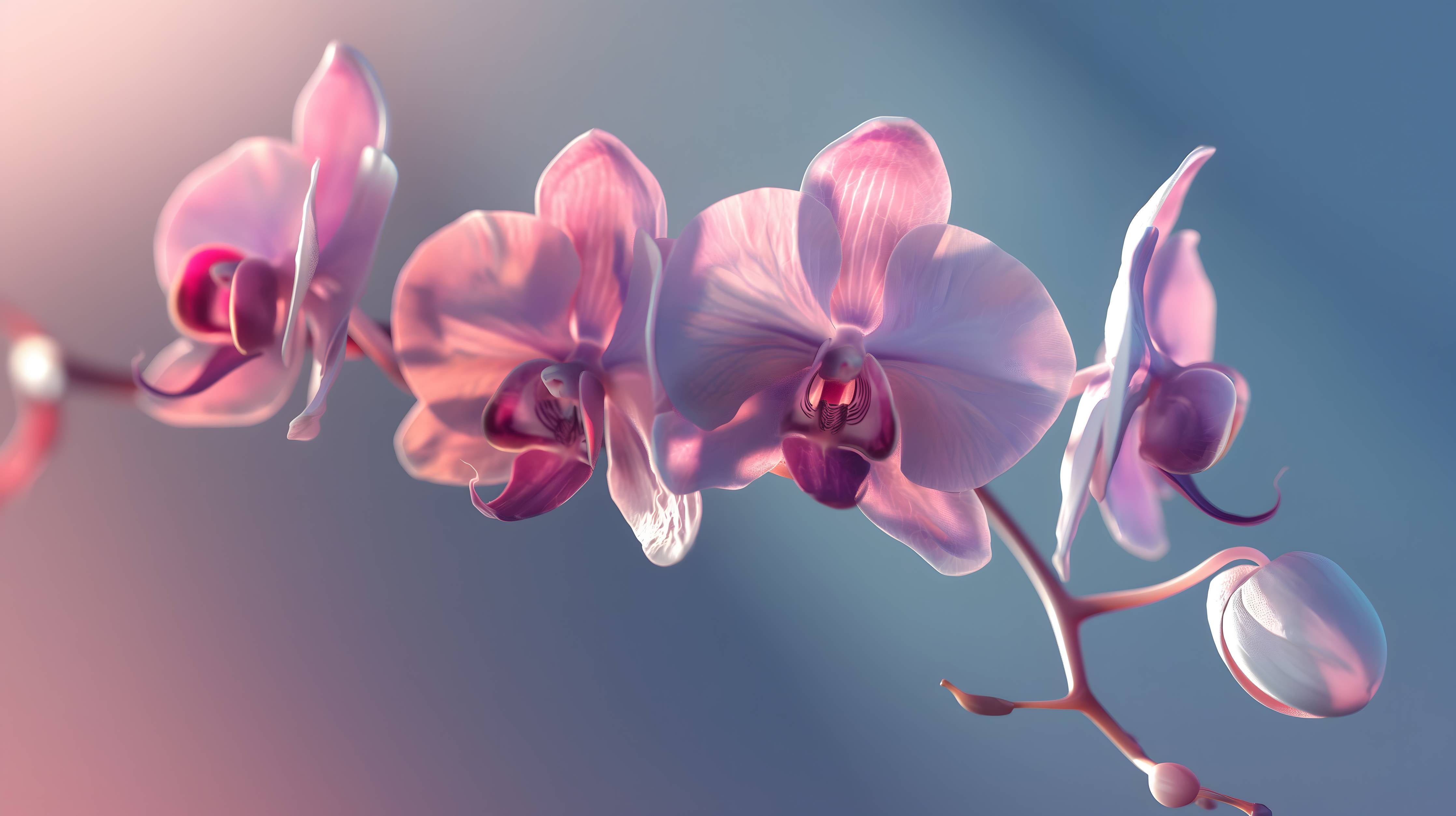 Wandverkleidung außen-Rosa Orchideen auf Blau