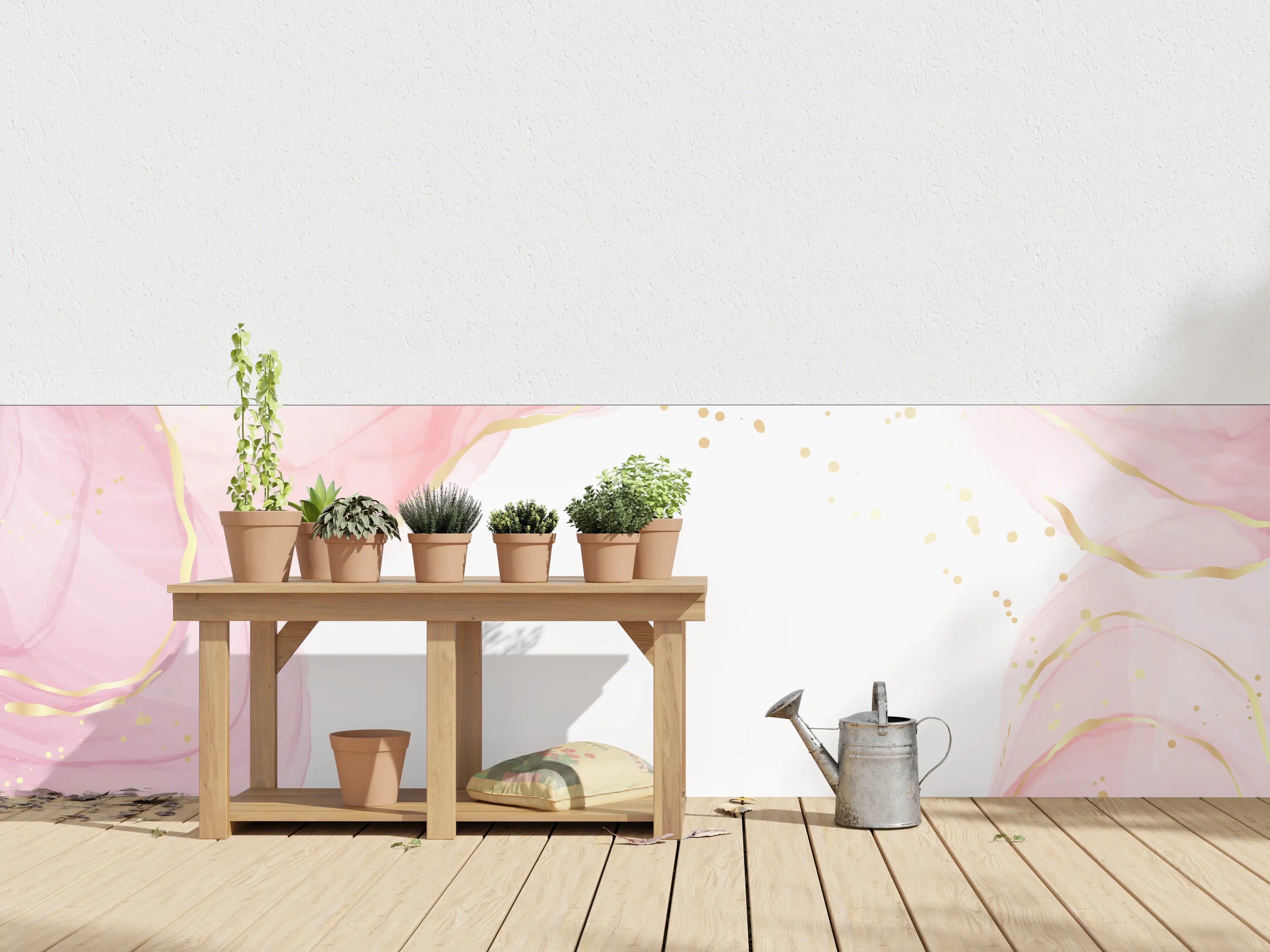 Wandverkleidung außen - Rosé-Goldene Abstrakte Kunst