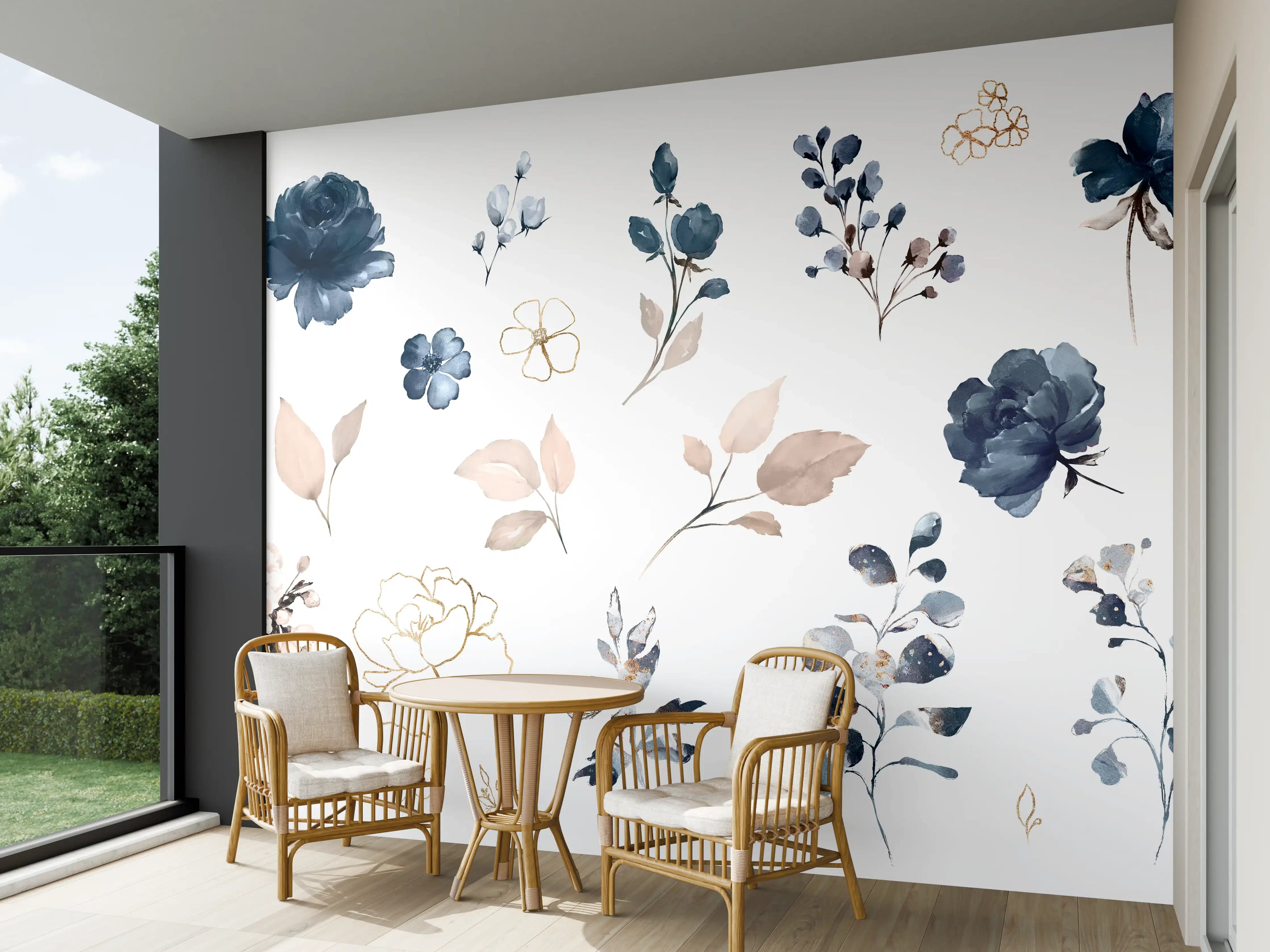 Wandverkleidung außen - Rosen im Aquarell-Design