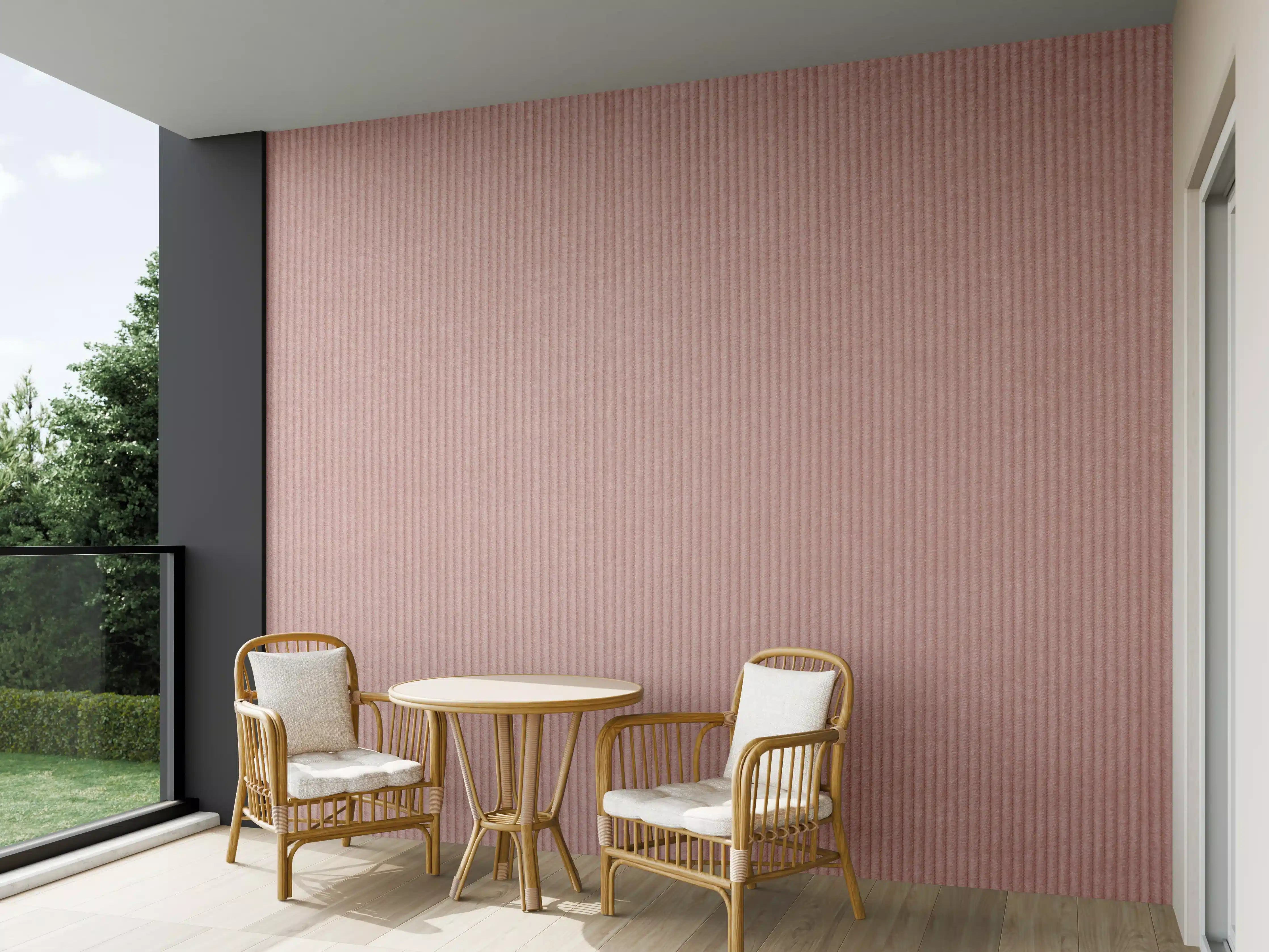 Wandverkleidung außen - Rotbraunes Kord Textil