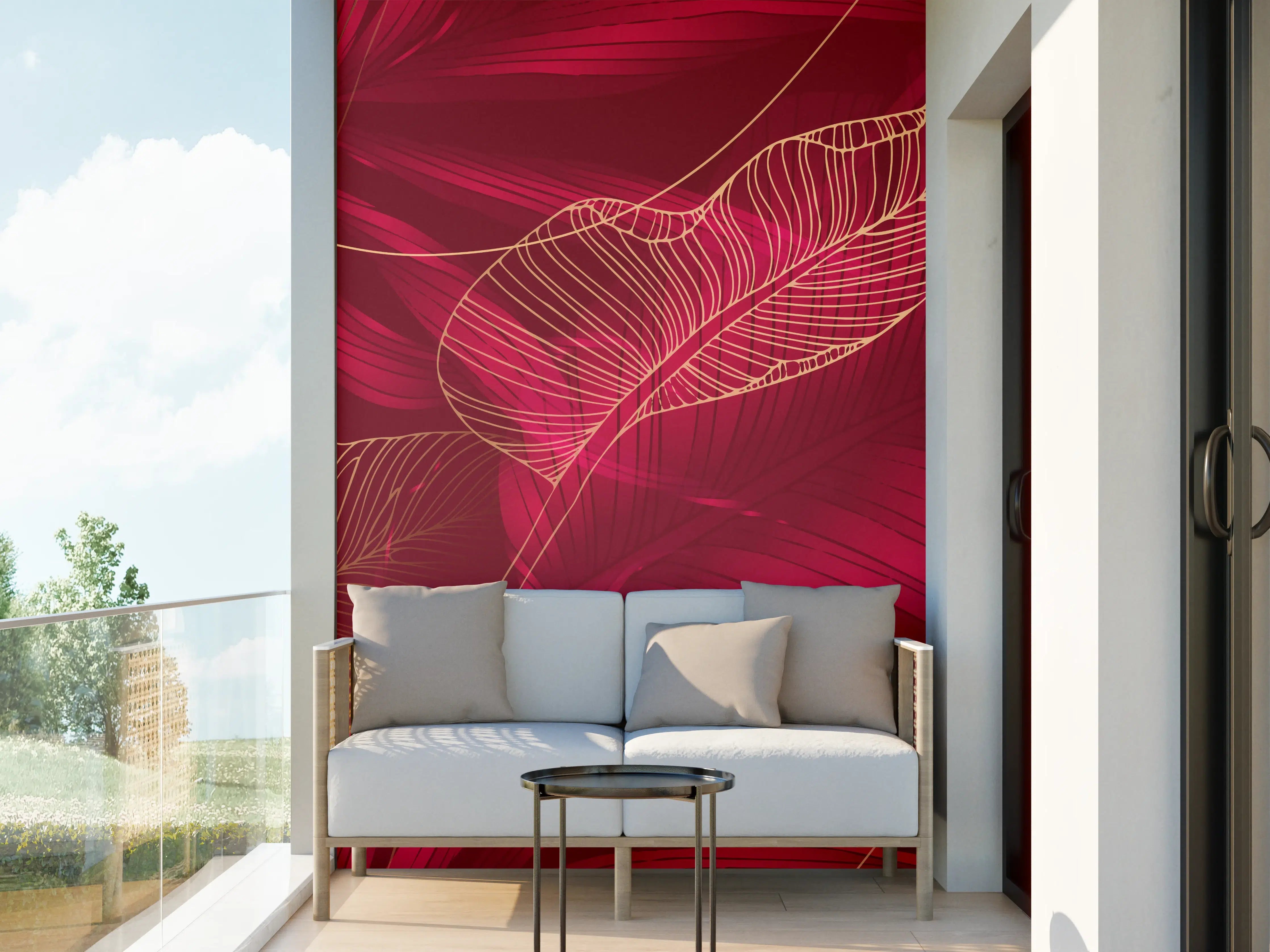 Wandverkleidung außen - Rote Florale Muster Textur