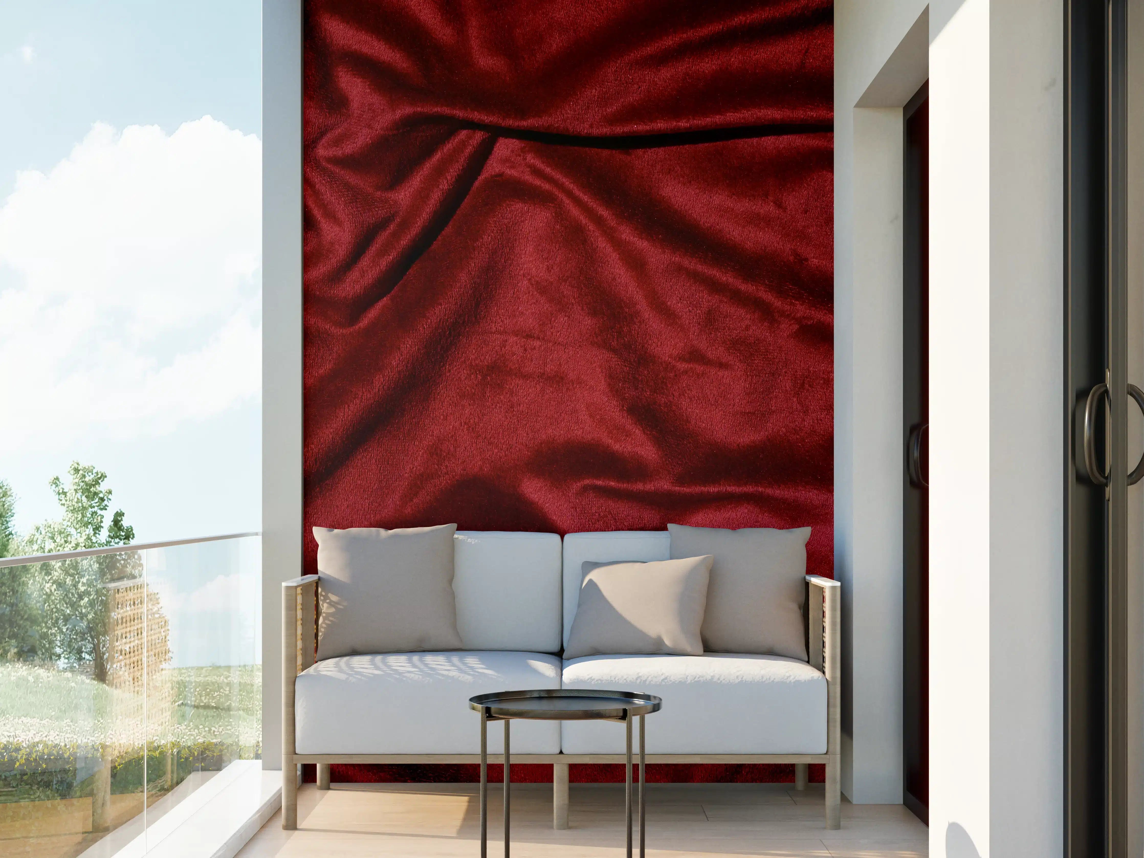 Wandverkleidung außen - Rote Satin Seide