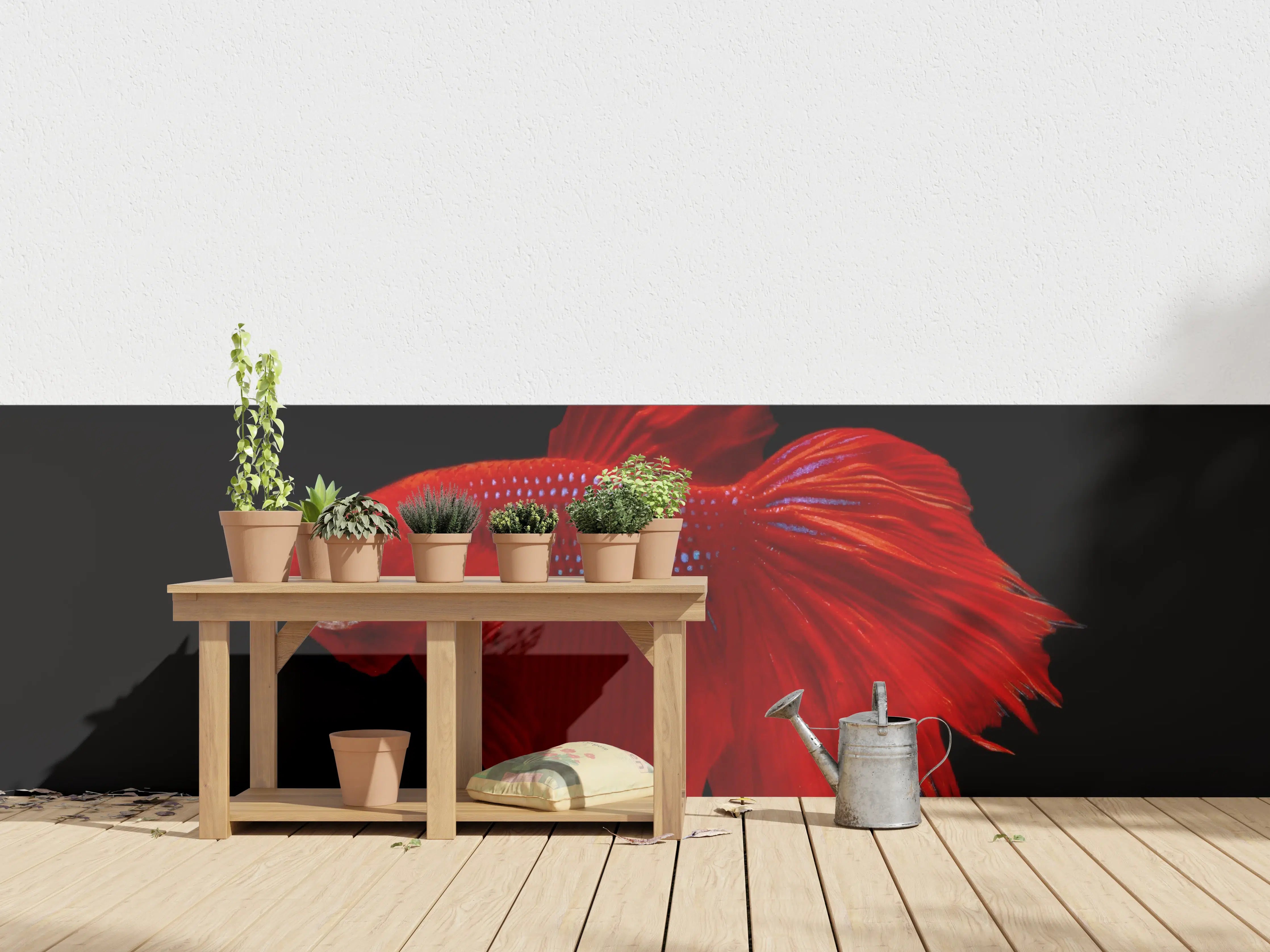 Wandverkleidung außen - Roter Betta-Kampffisch