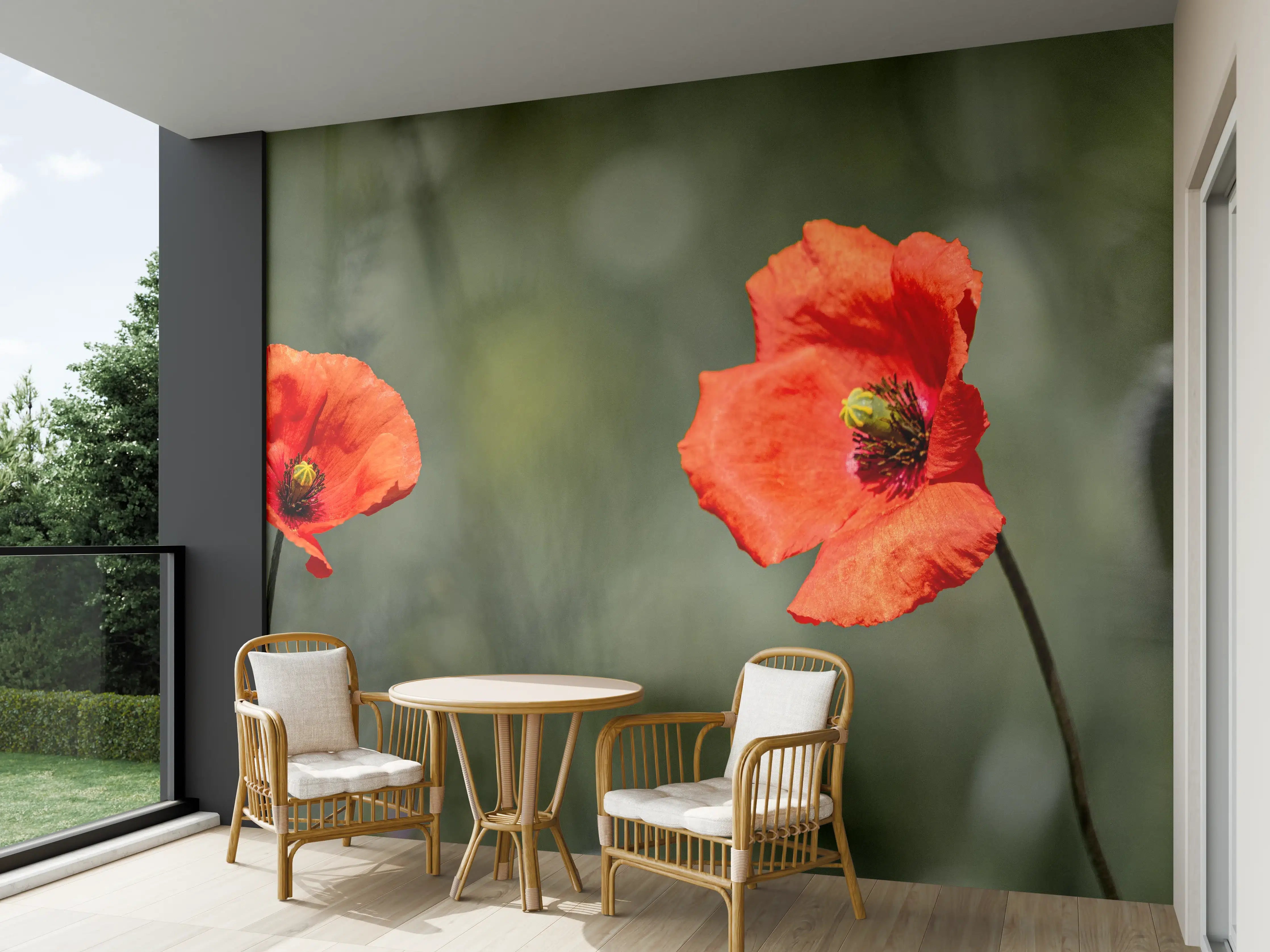 Wandverkleidung außen - Roter Mohn inmitten des Grüns