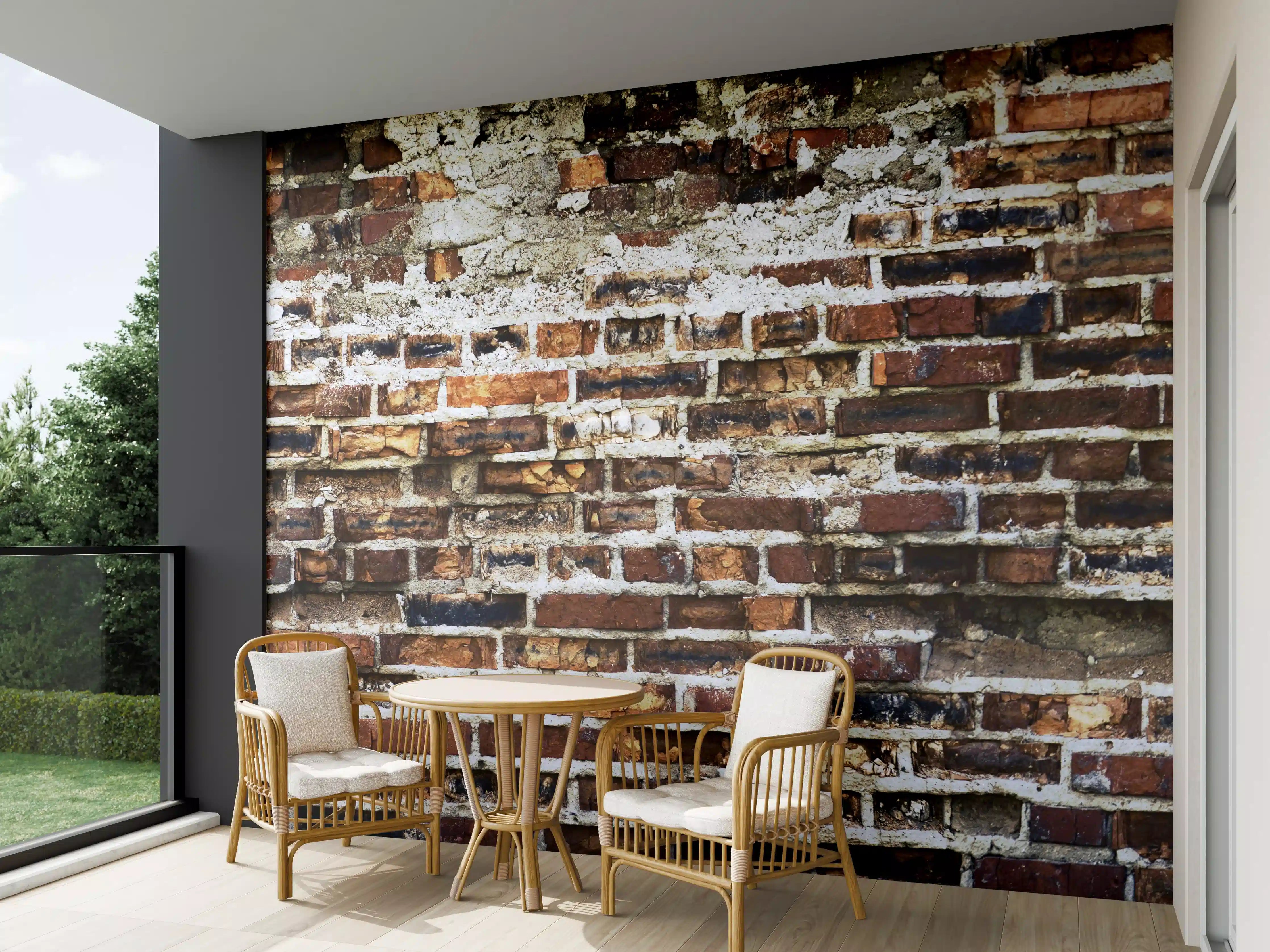 Wandverkleidung außen - Rustikale Backsteinwand mit warmen Tönen