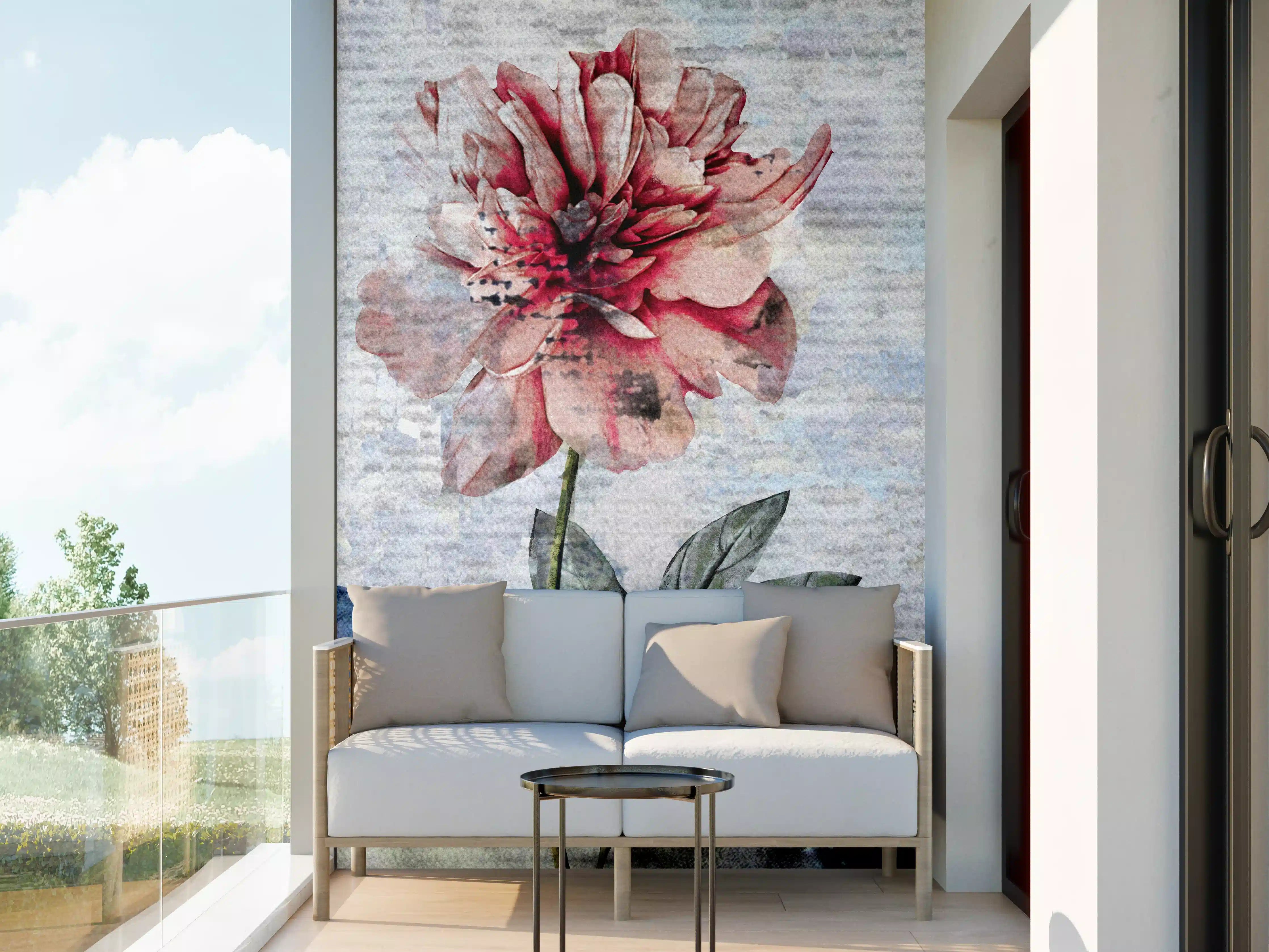 Wandverkleidung außen - Sammlung von rosa Blumen - Ölgemälden