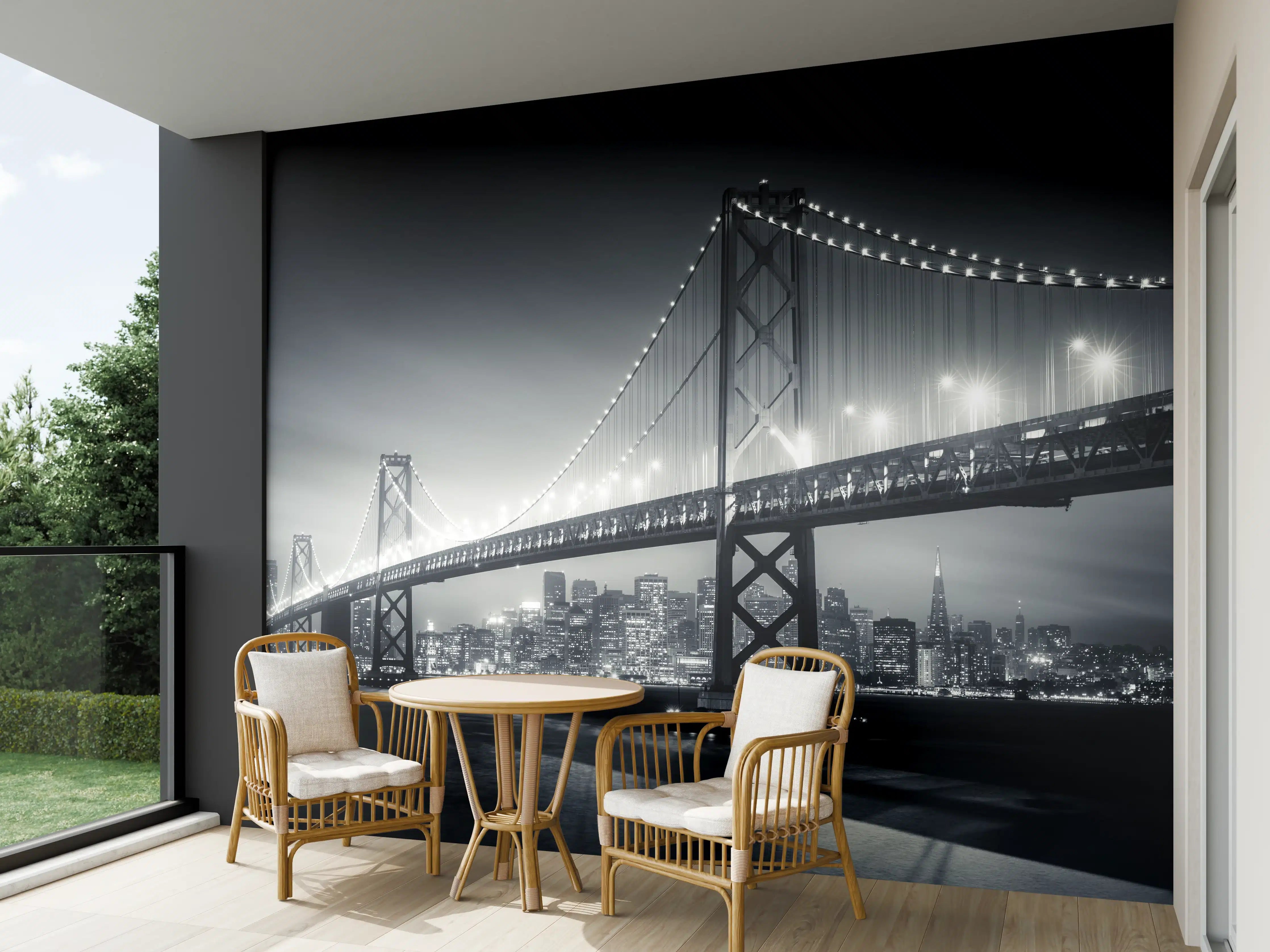 Wandverkleidung außen - San Francisco Bay Bridge bei Nacht