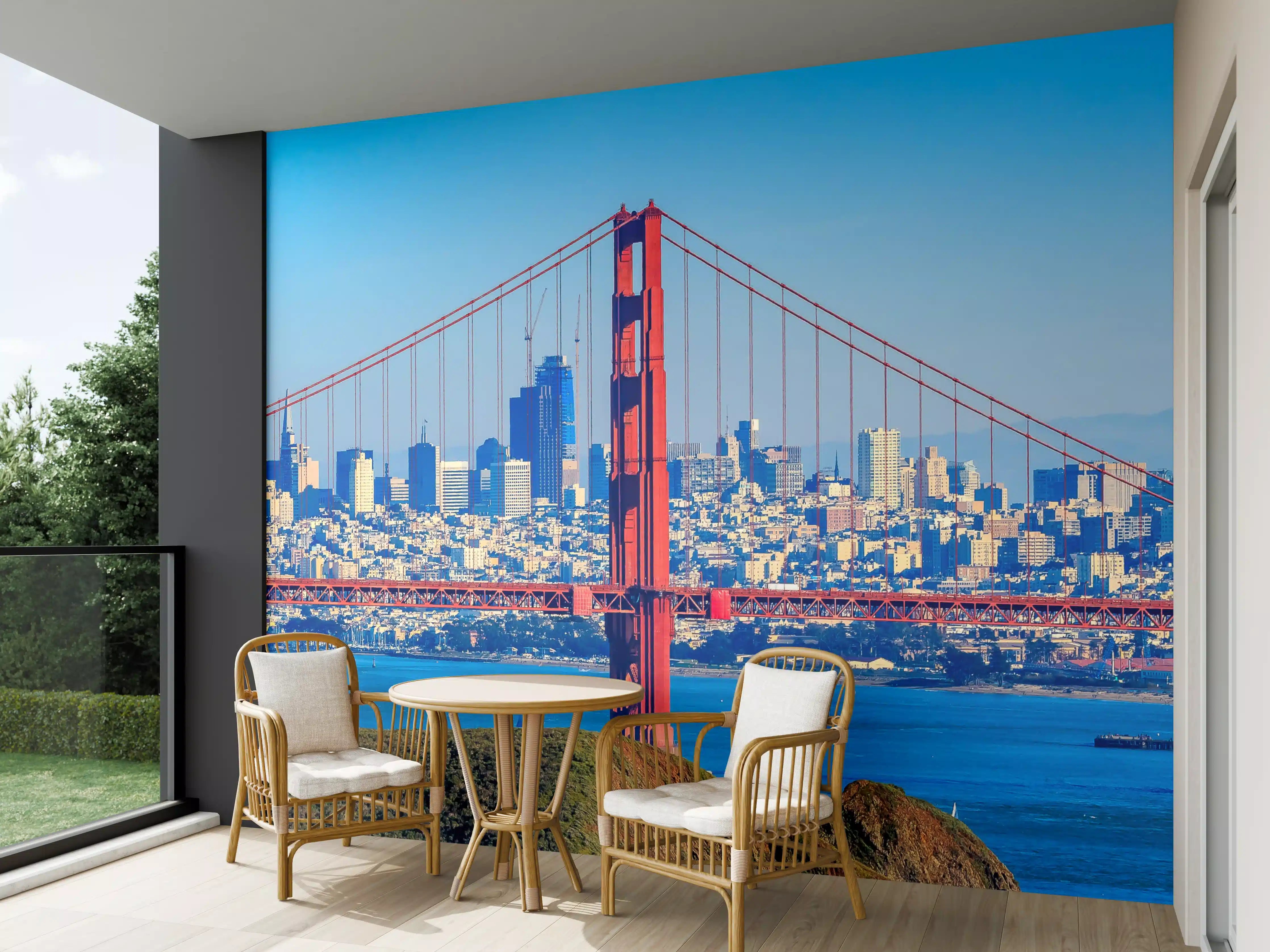 Wandverkleidung außen - San Francisco Brücke mit Stadtpanorama
