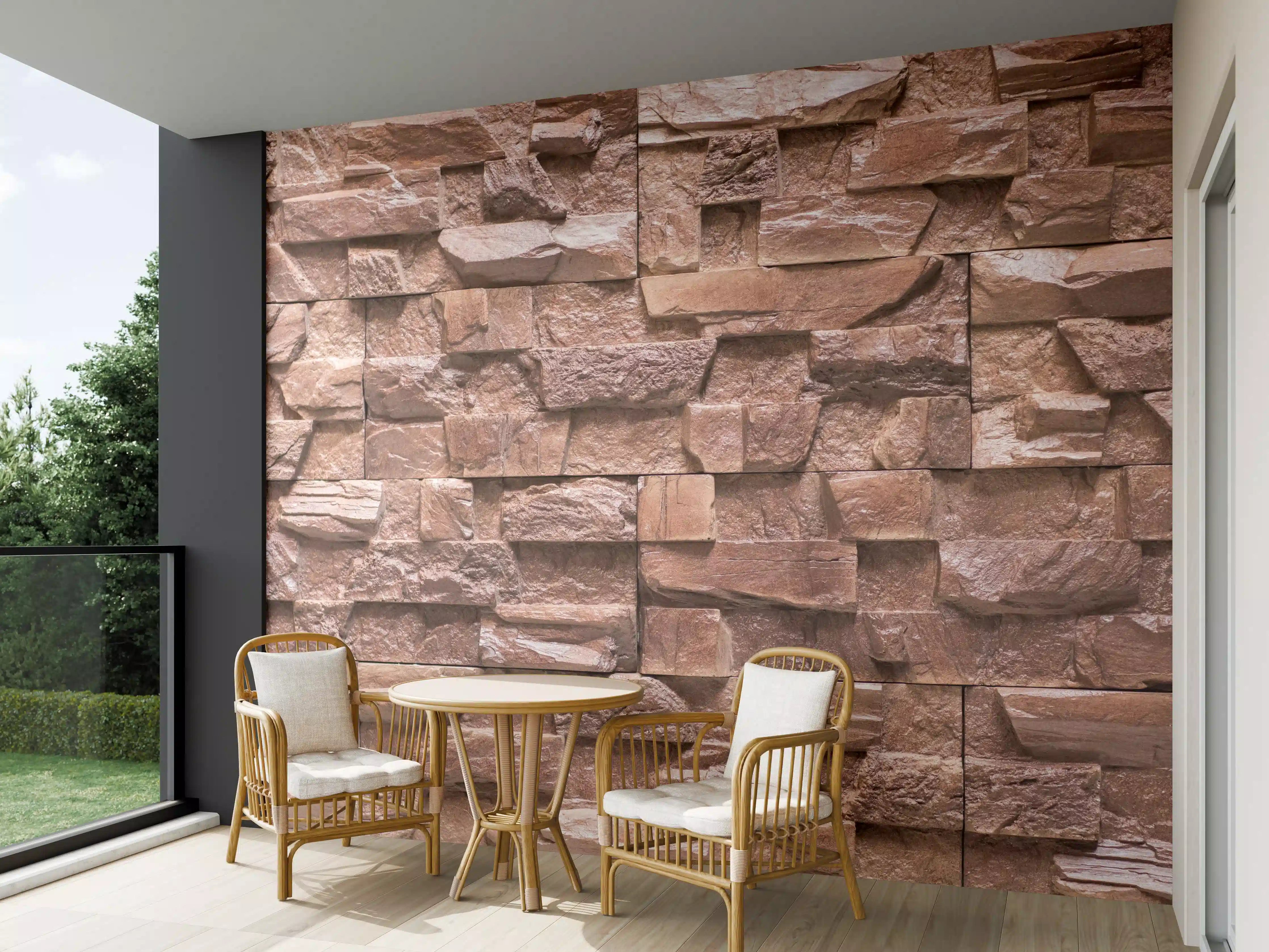 Wandverkleidung außen - Sandstein-Wand mit Naturstein-Optik