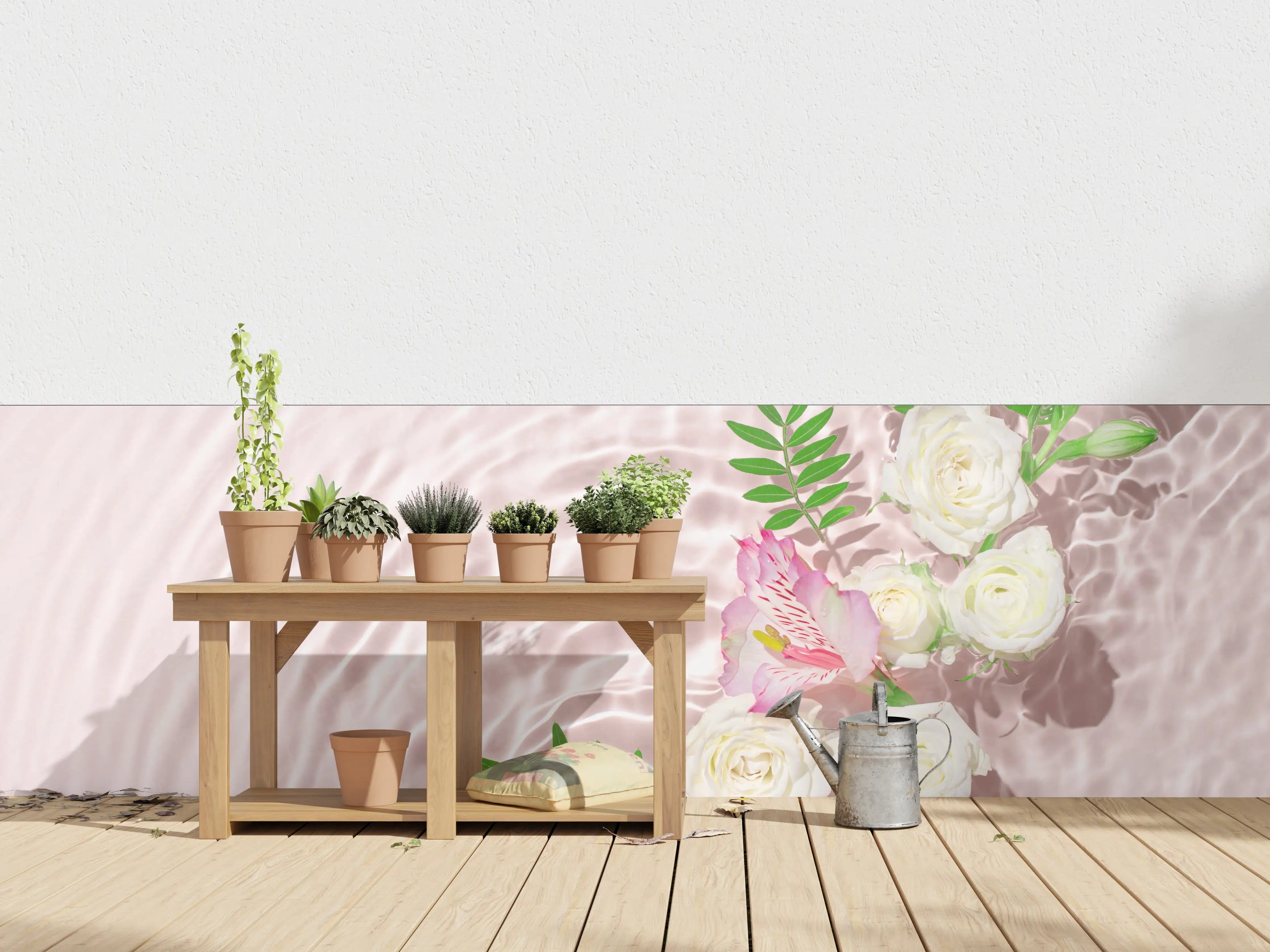 Wandverkleidung außen - Sanfte Blumen im Grauwasser