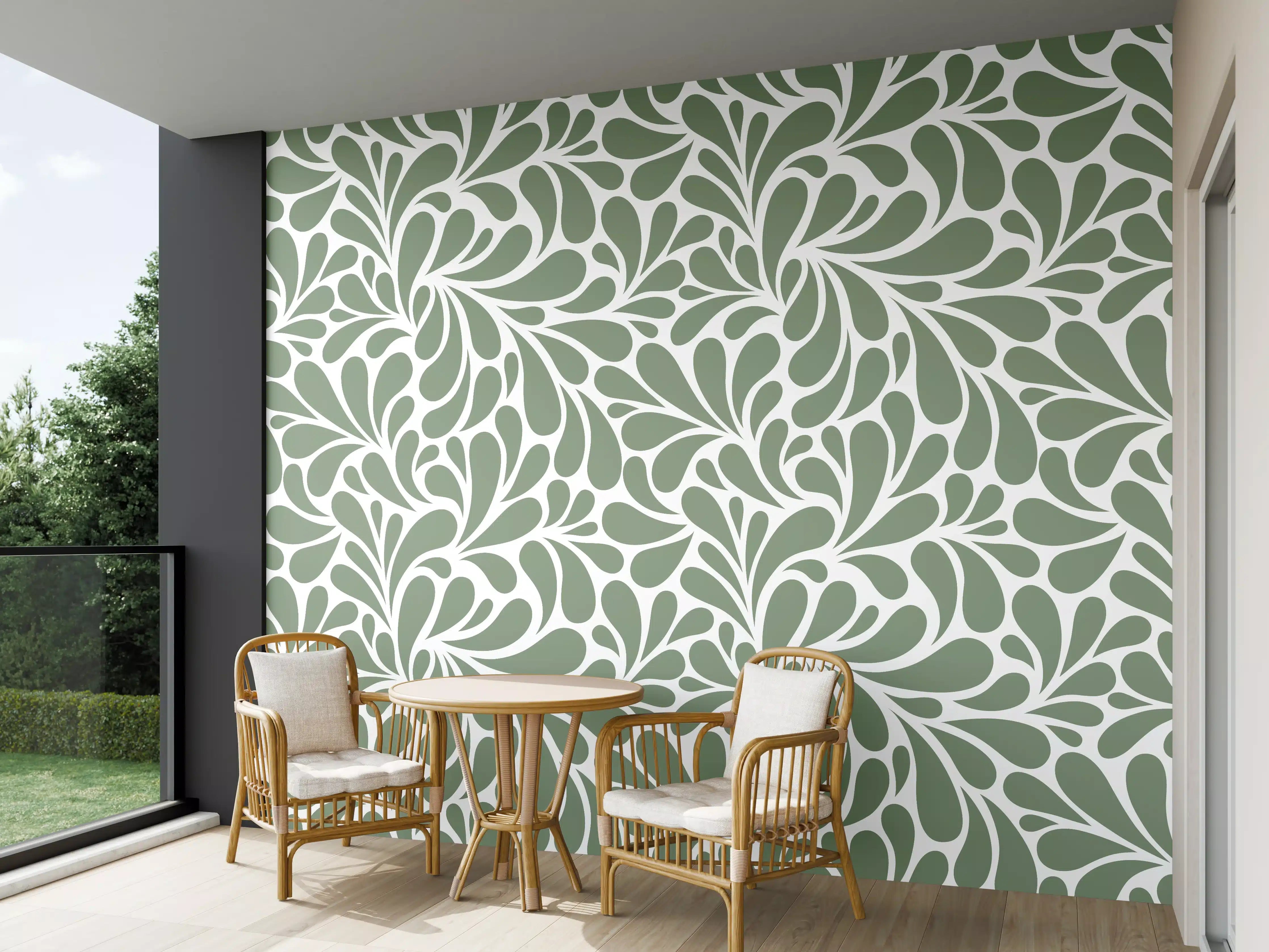 Wandverkleidung außen - Sanfte Grüntöne mit floraler Musterarbeit