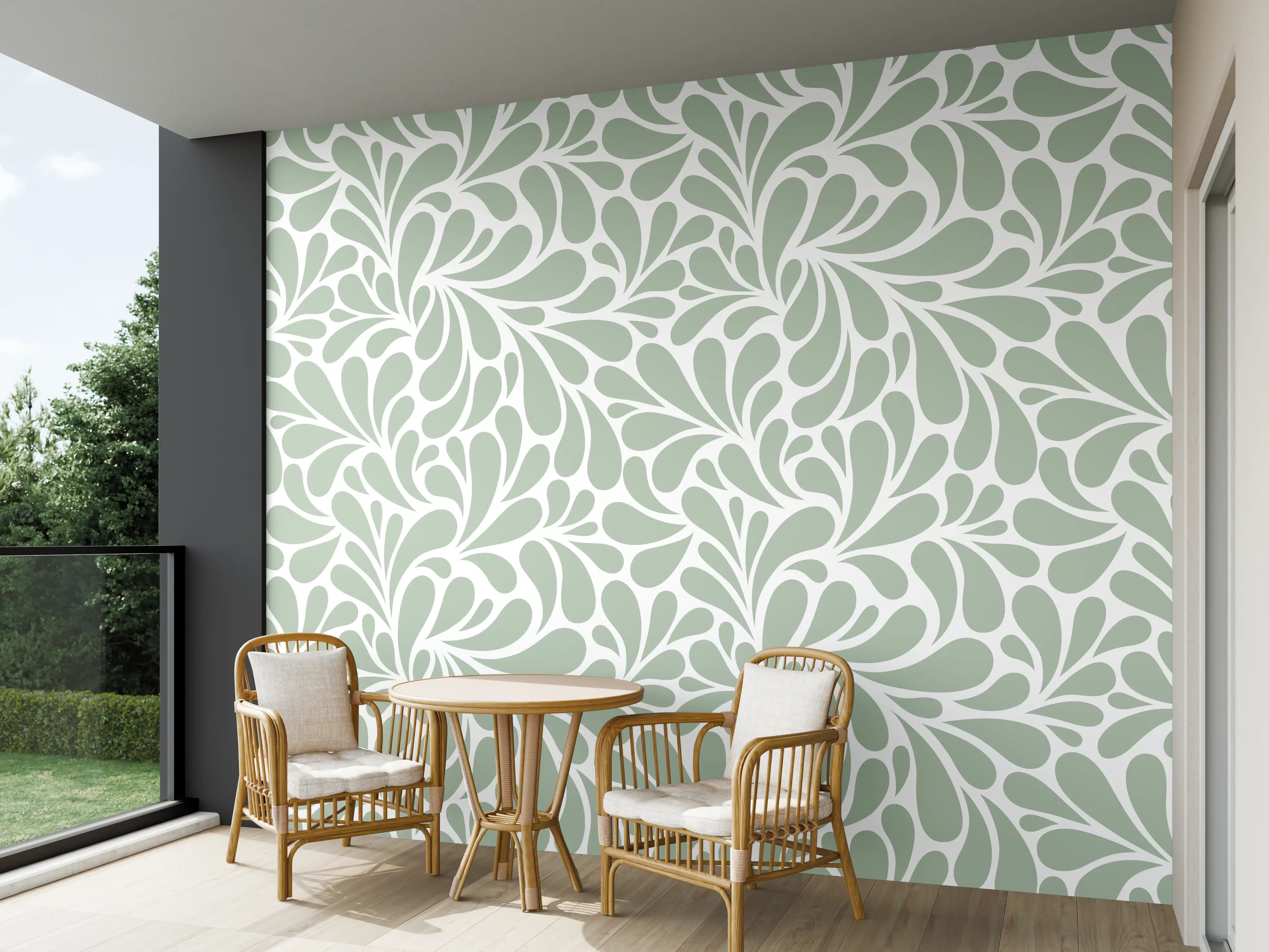 Wandverkleidung außen - Sanfte Grüntöne mit floraler Musterung