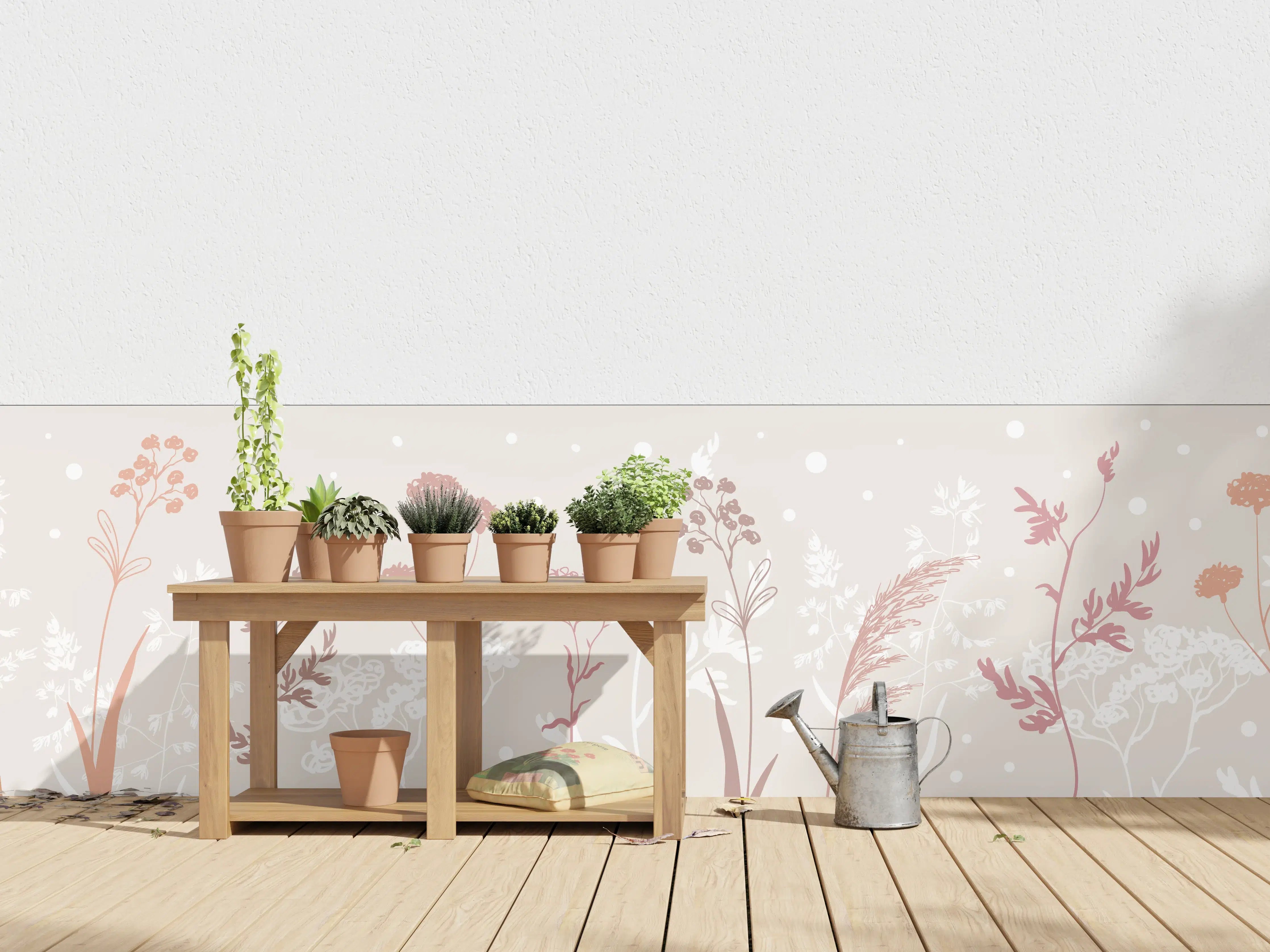 Wandverkleidung außen - Sanfte Pastell-Blumen-Illustration