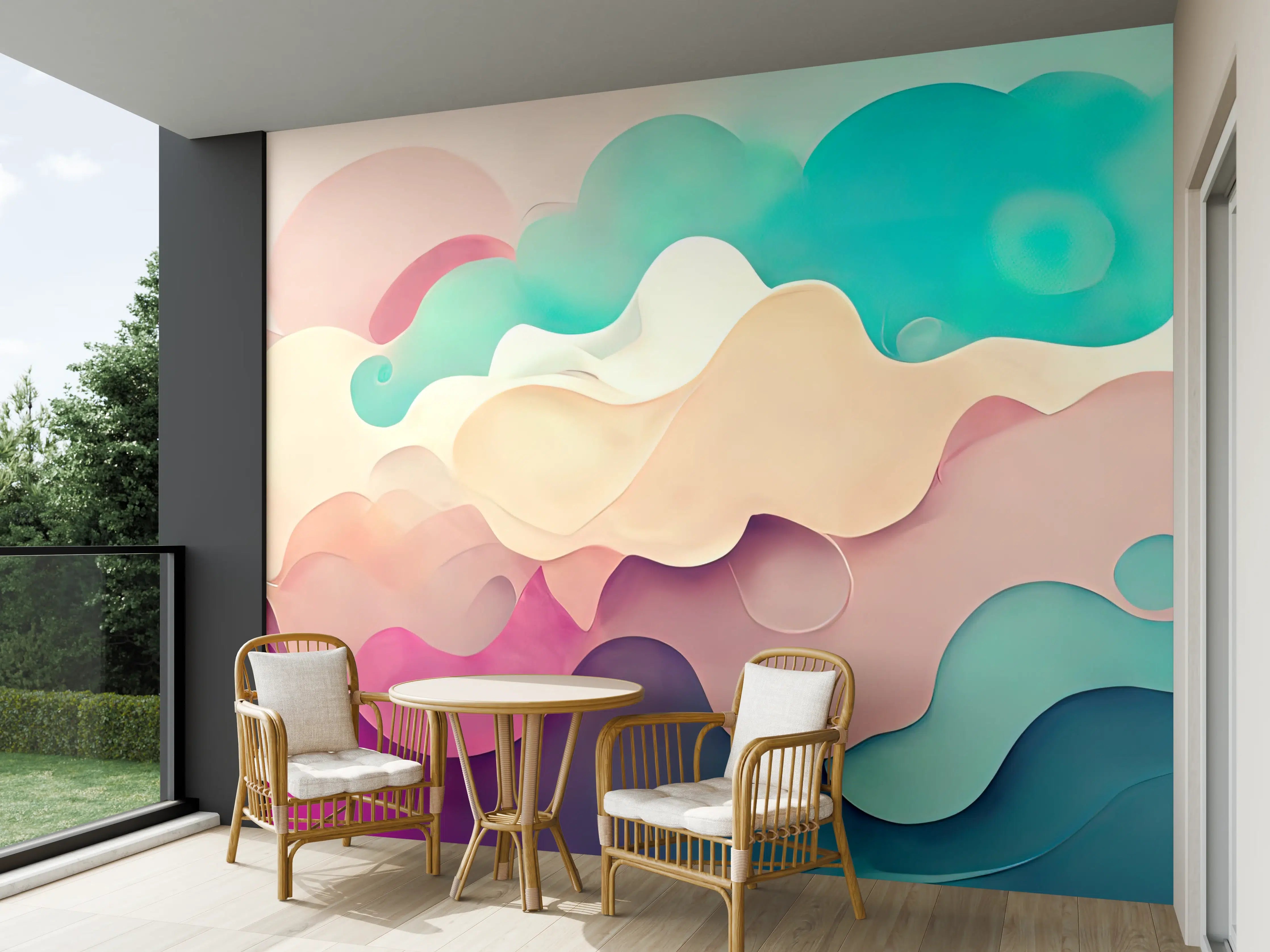Wandverkleidung außen - Sanfte Pastell-Wolken in Aquarell-Optik
