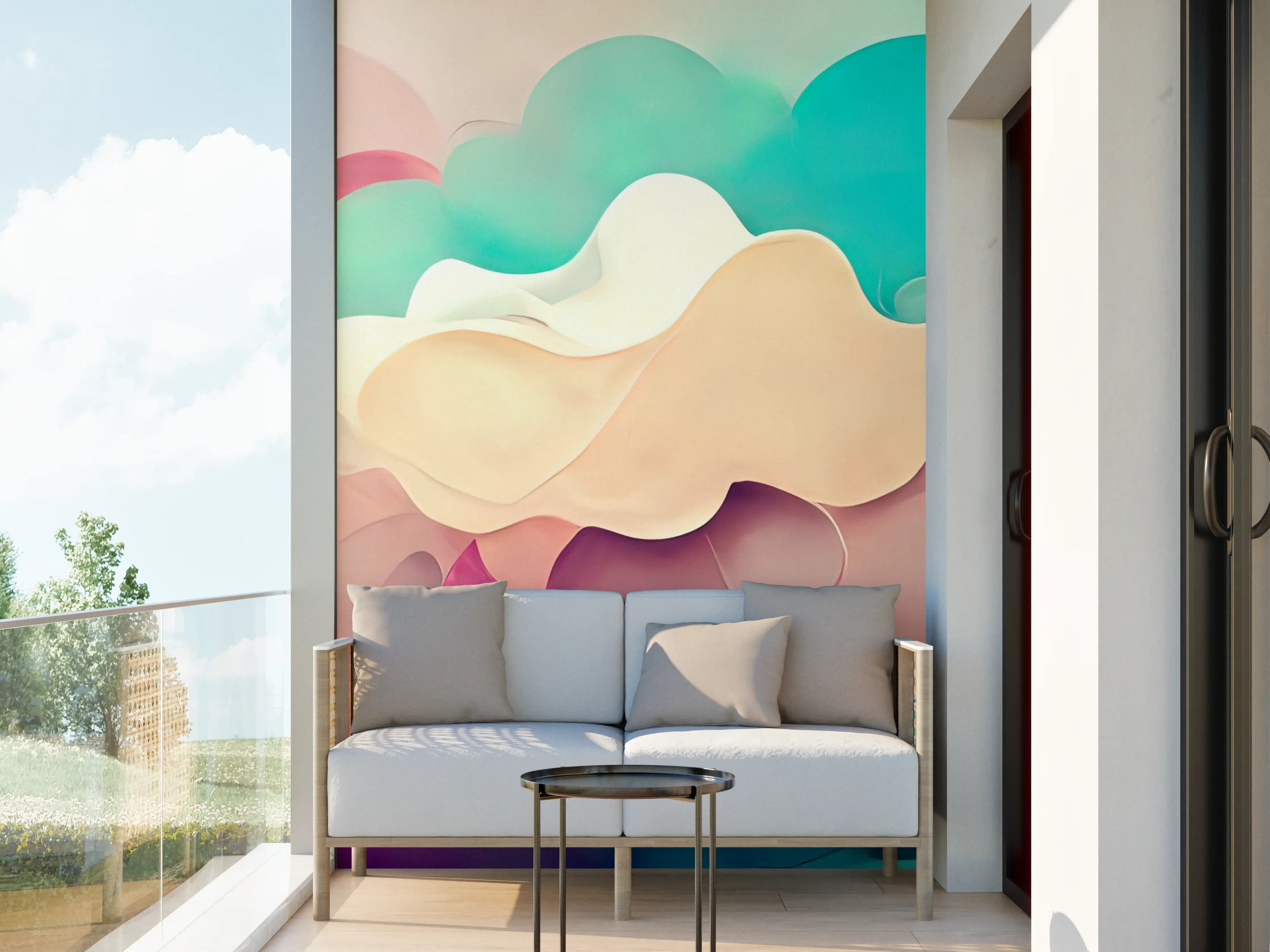 Wandverkleidung außen - Sanfte Pastell-Wolken in Aquarell-Optik
