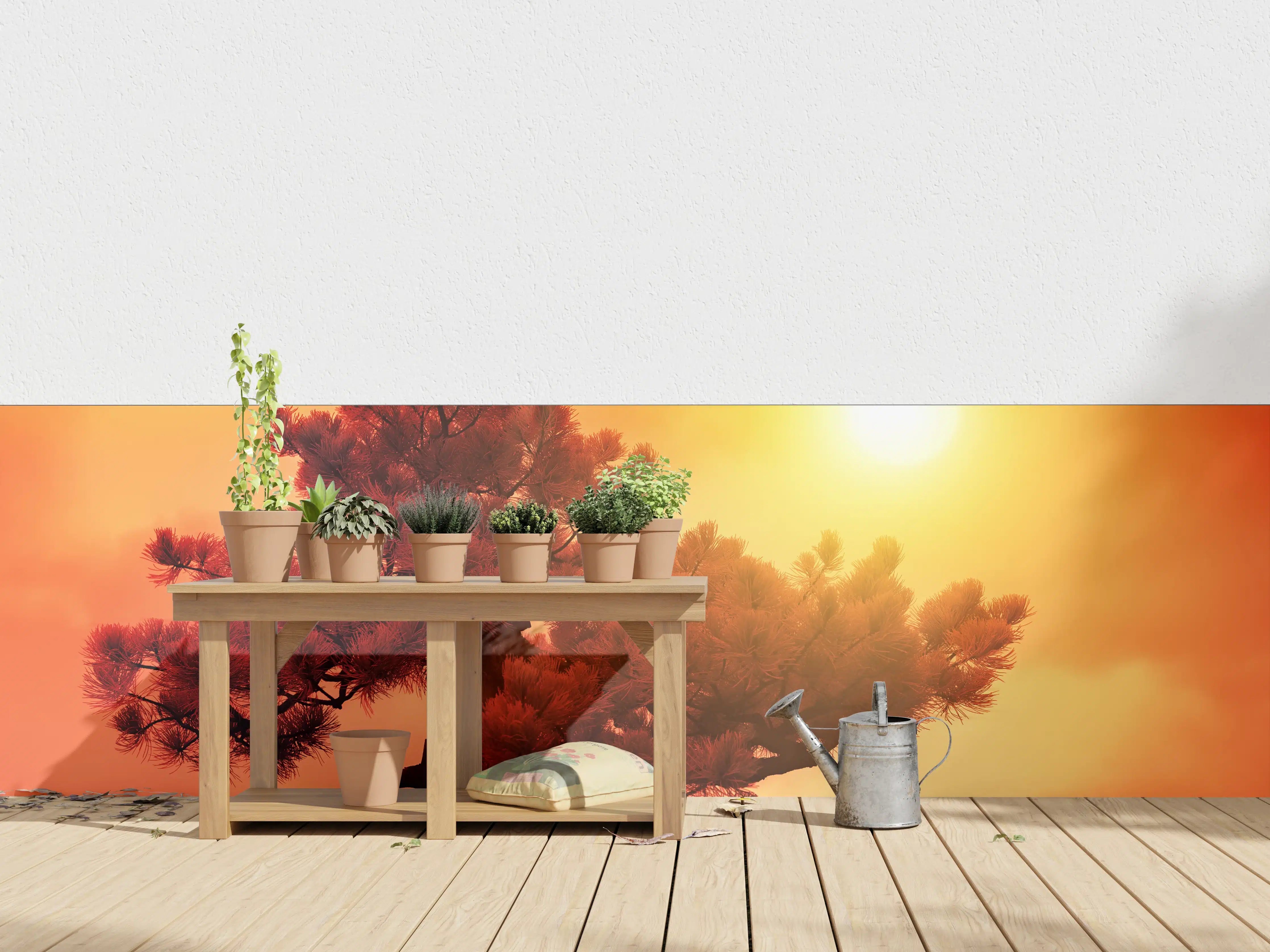 Wandverkleidung außen - Sanfte Sonnenuntergangsszene mit Baum