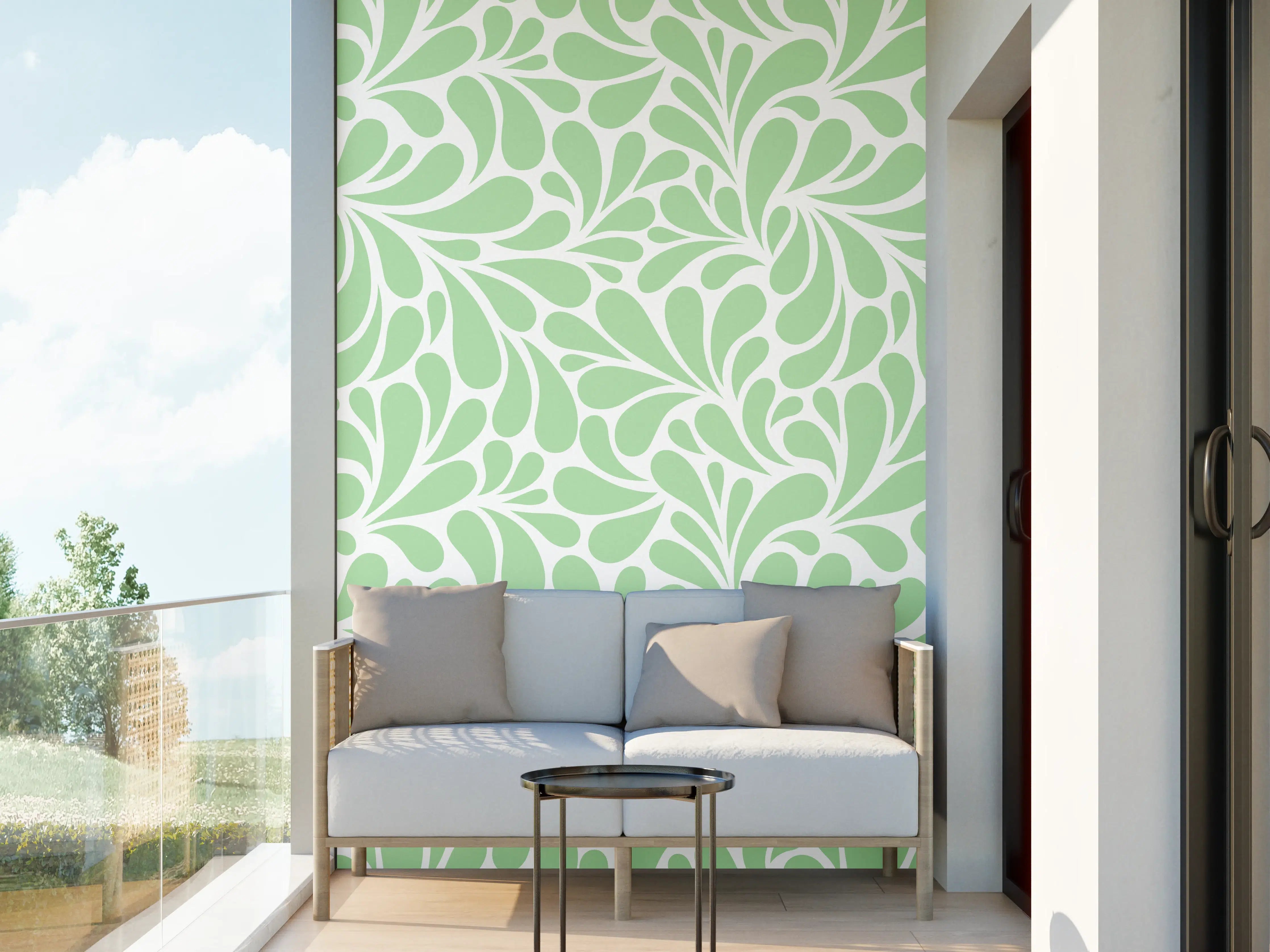 Wandverkleidung außen - Sanfte grüne Blumenmuster