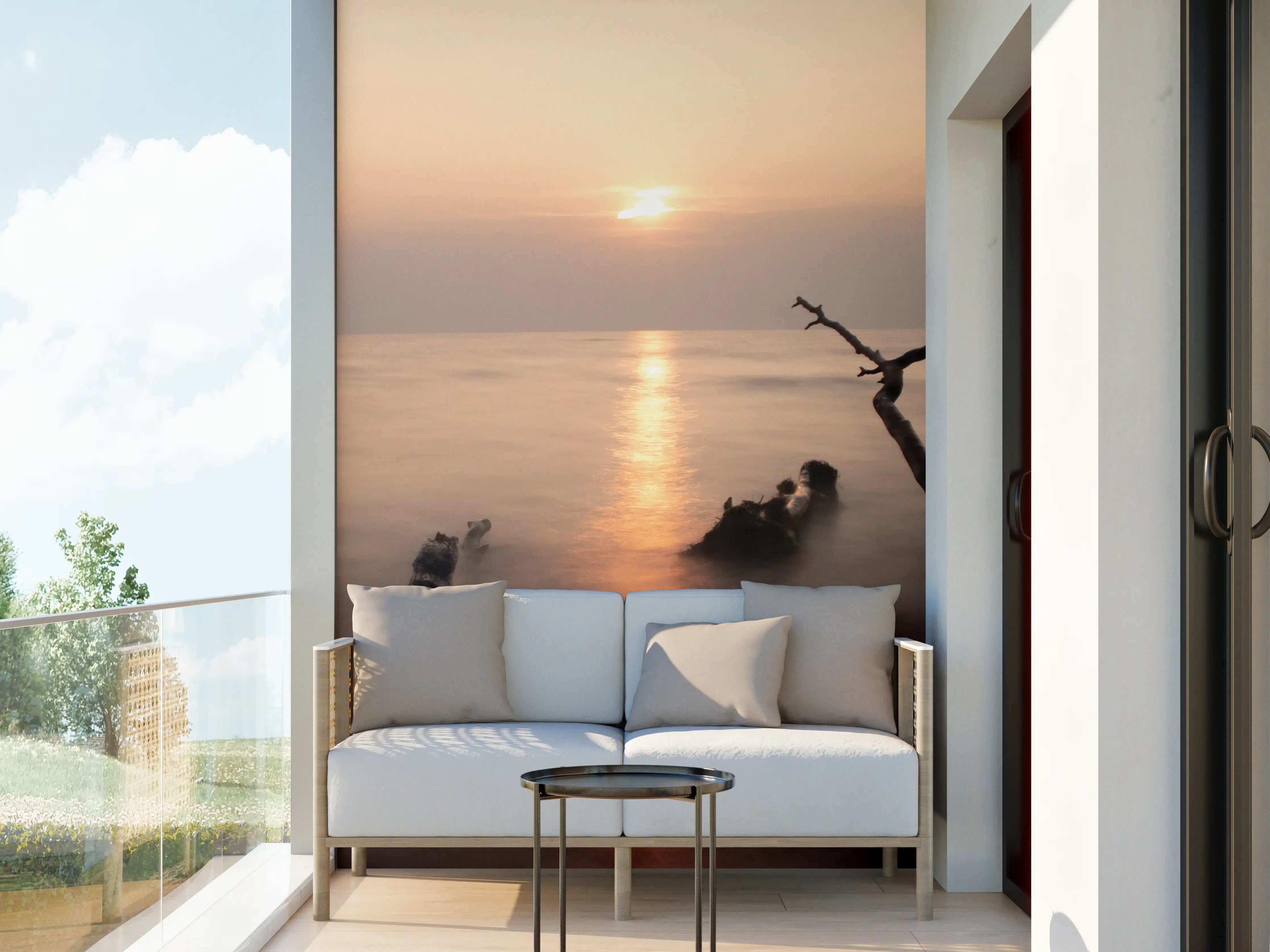 Wandverkleidung außen - Sanfter Sonnenuntergang am Meer