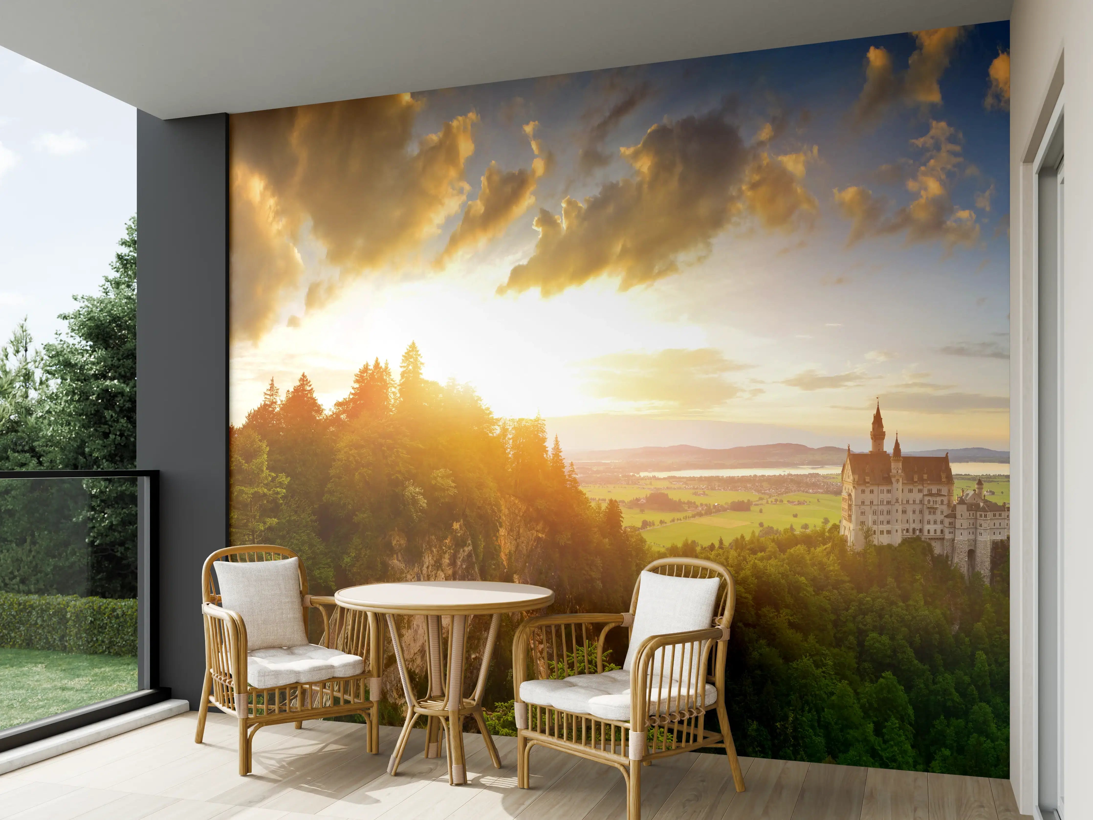 Wandverkleidung außen - Schloss Neuschwanstein bei Sonnenuntergang