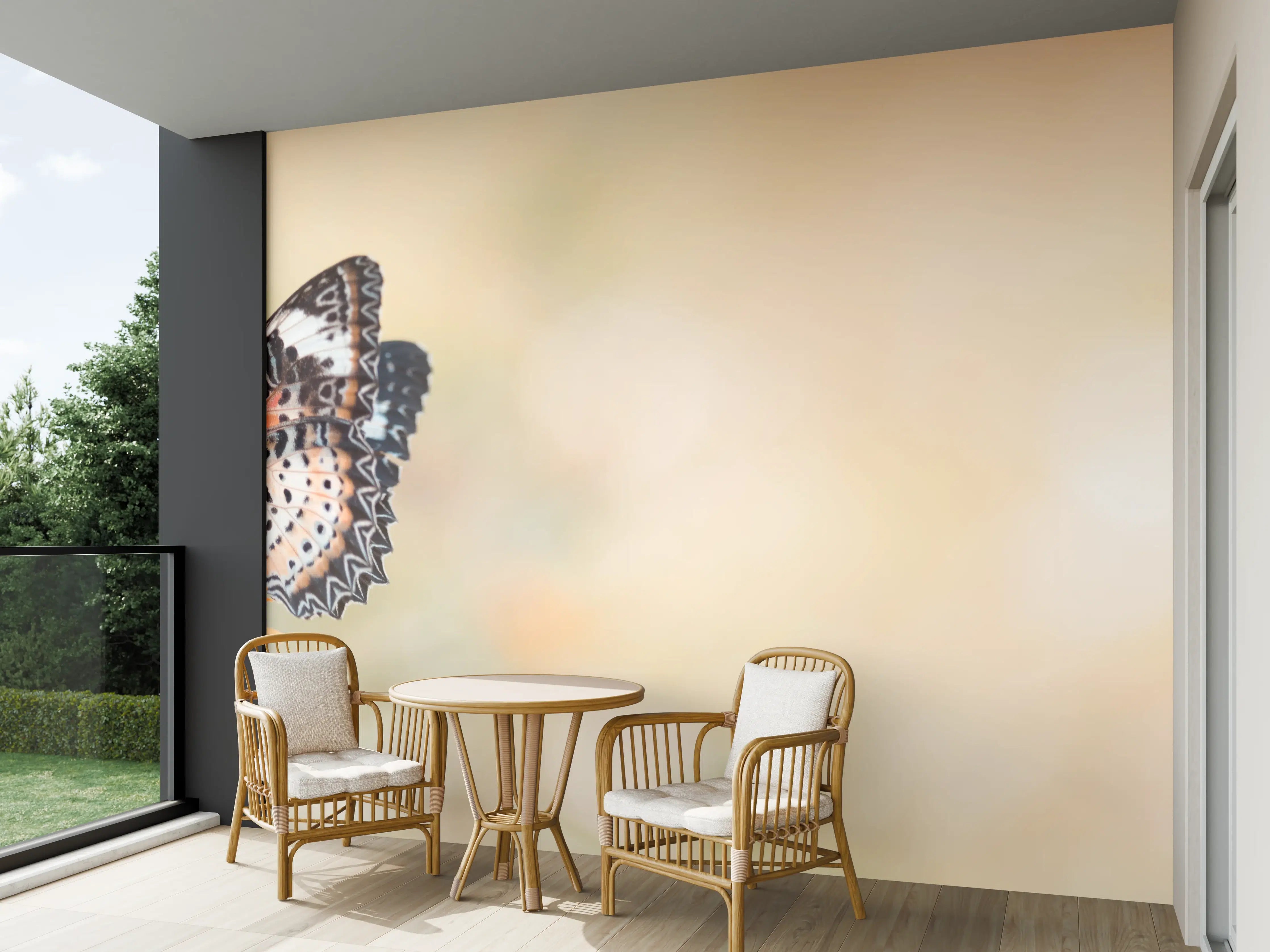 Wandverkleidung außen - Schmetterling auf eine orangene Blume