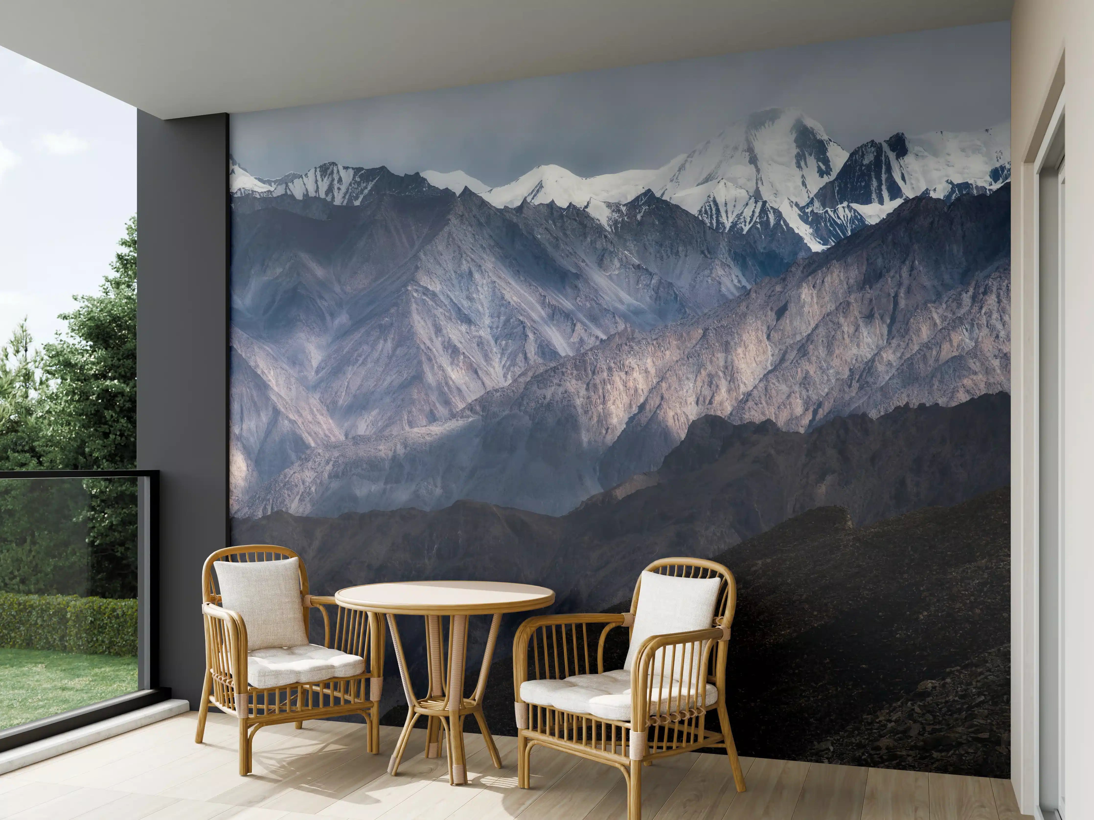 Wandverkleidung außen - Schneebedeckte Bergspitzen Panorama