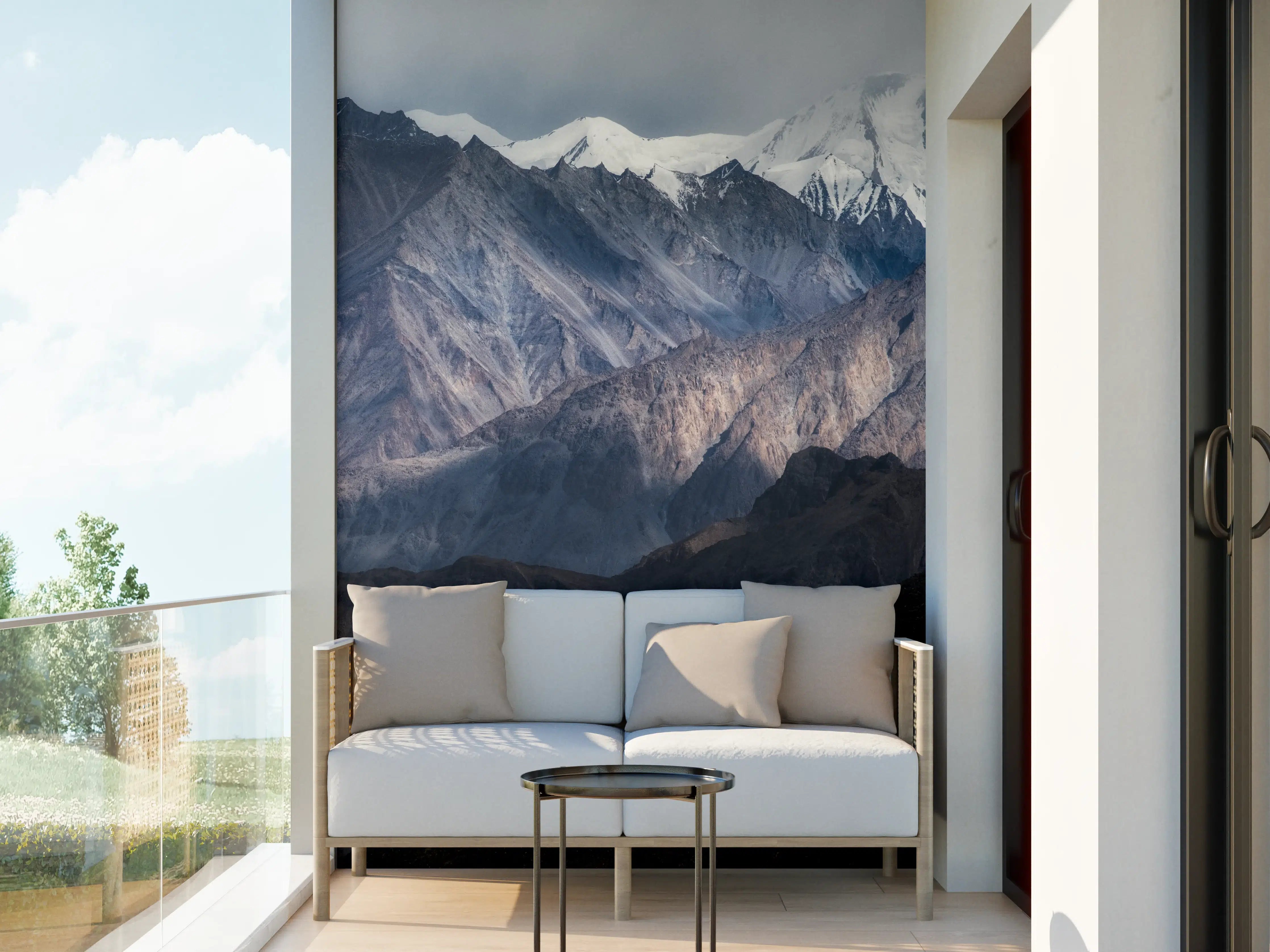 Wandverkleidung außen - Schneebedeckte Bergspitzen Panorama