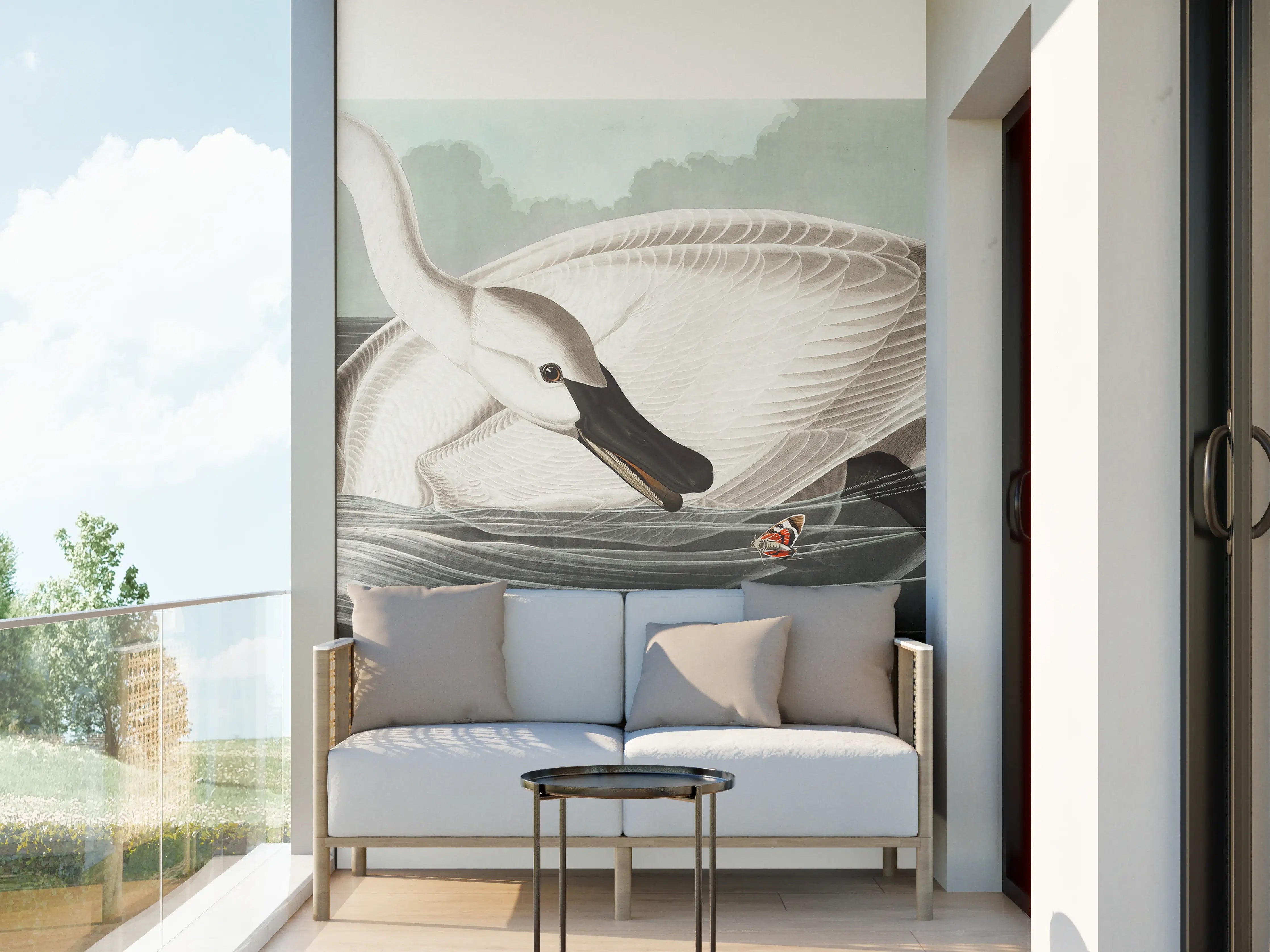 Wandverkleidung außen - Schneeweißer Schwan - John James Audubon