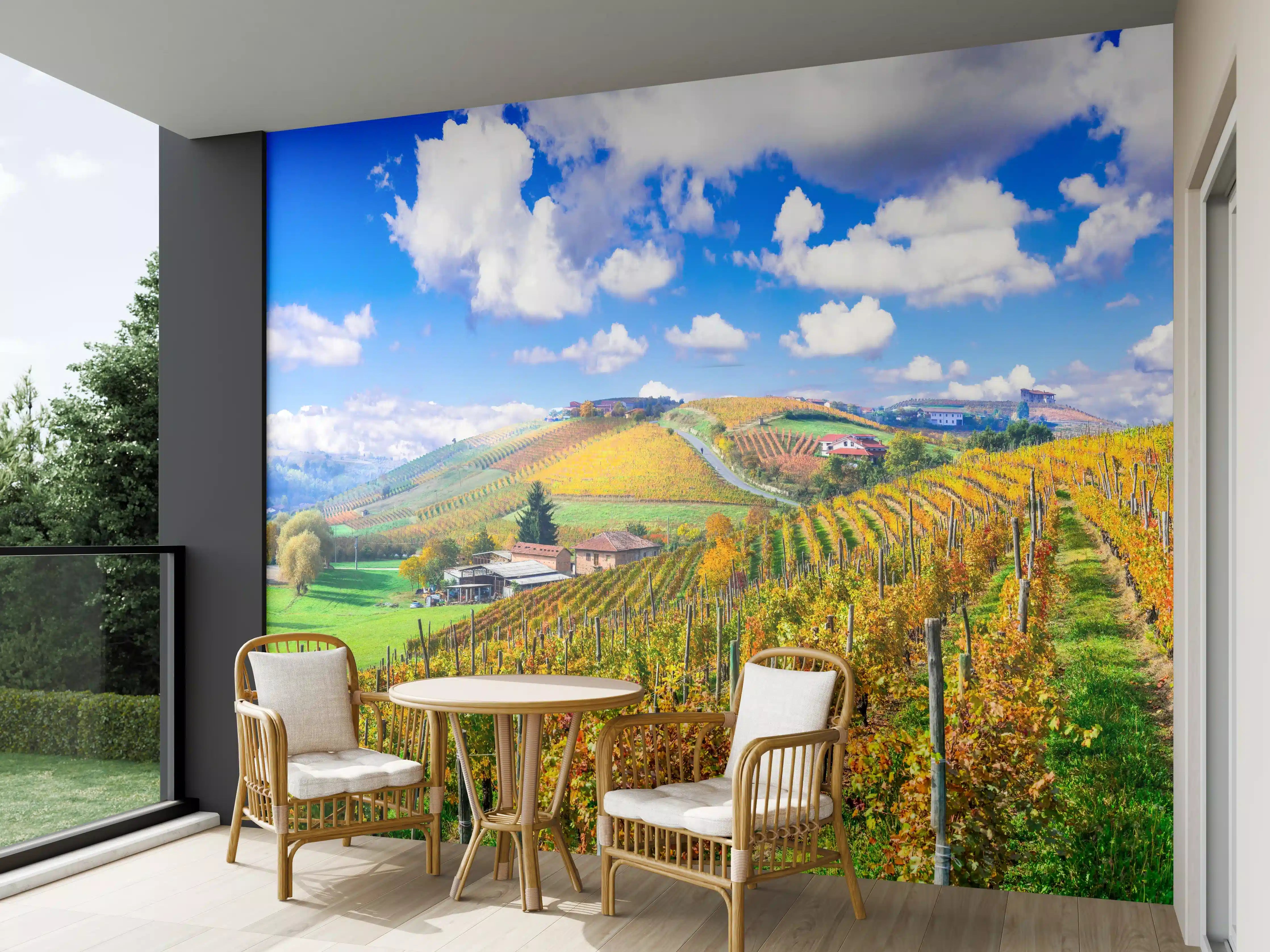 Wandverkleidung außen - Schöne Herbstlandschaft mit Weinbergen - Toskana