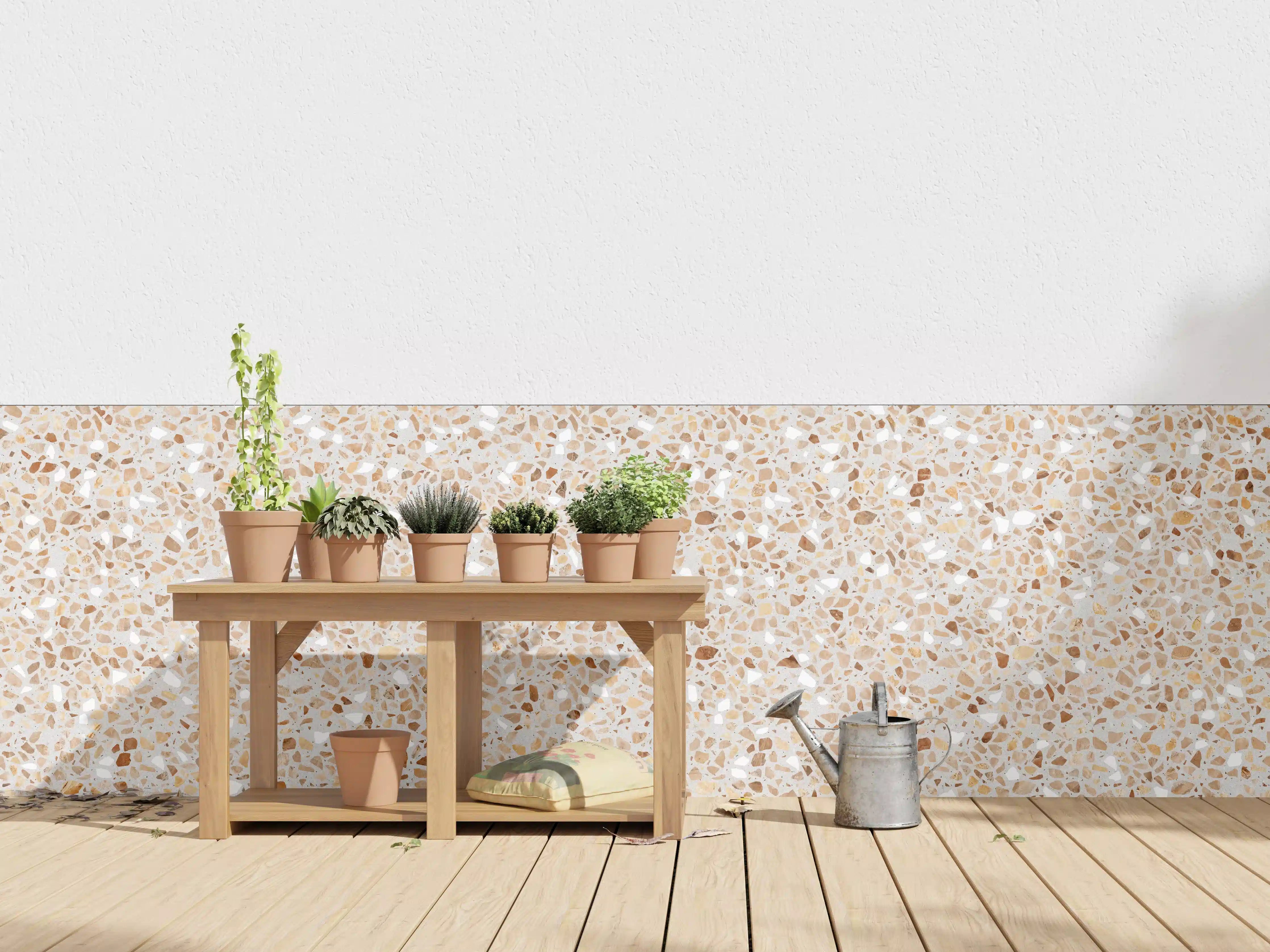 Wandverkleidung außen - Schöne beige Terrazzo Stein Textur