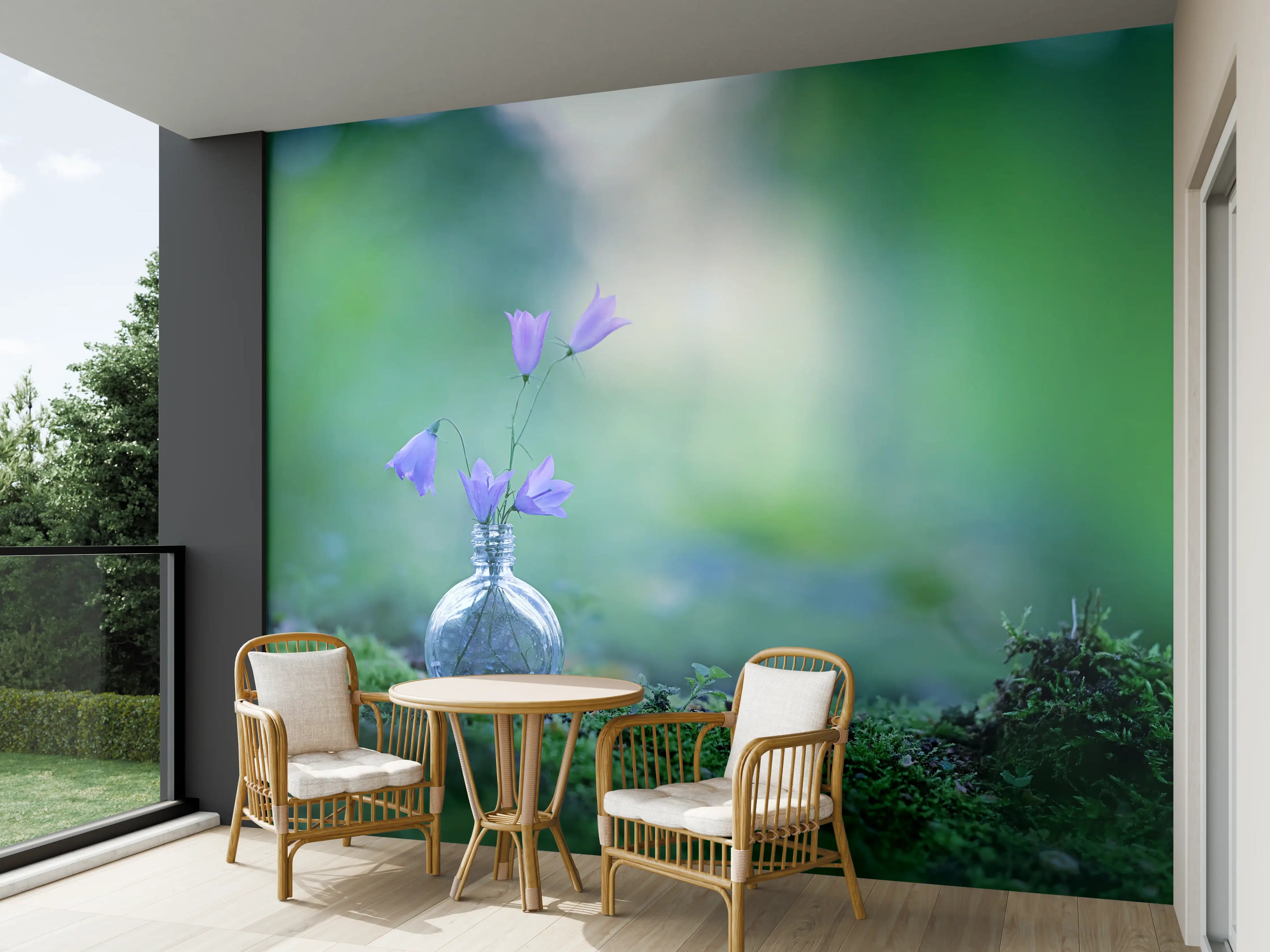 Wandverkleidung außen - Schöne campanula Blumen